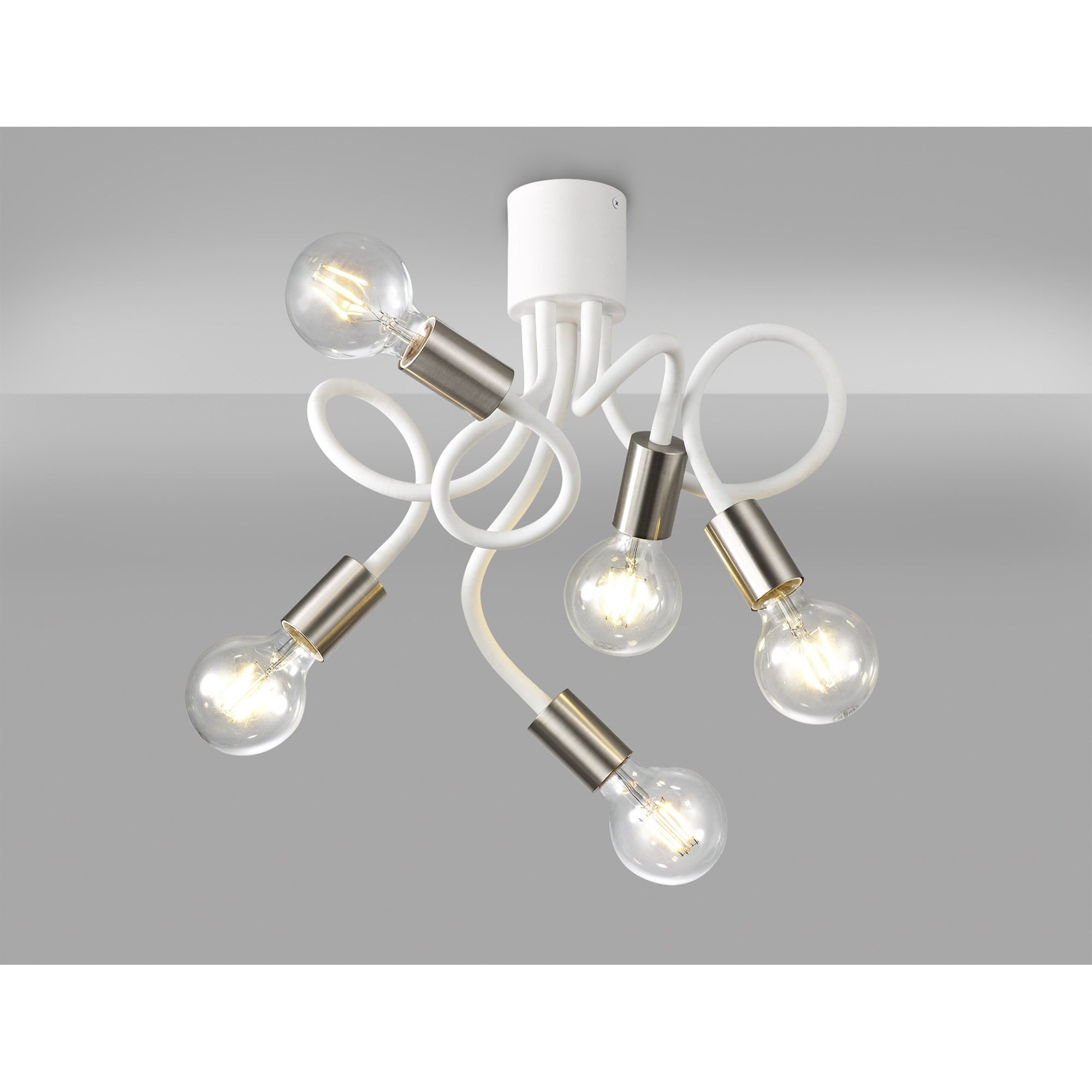 NL76539 Gino Flexible Ceiling 5 Light Satin White/Satin Nickel