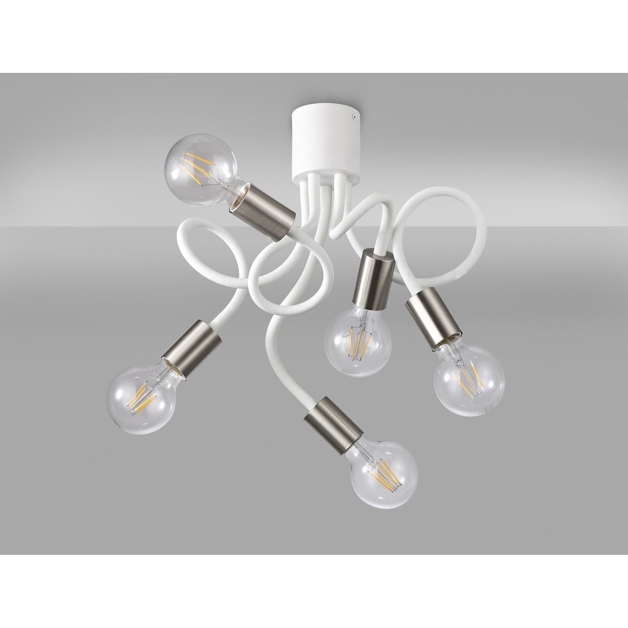 NL76539 Gino Flexible Ceiling 5 Light Satin White/Satin Nickel