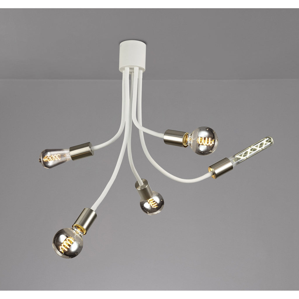 NL76539 Gino Flexible Ceiling 5 Light Satin White/Satin Nickel