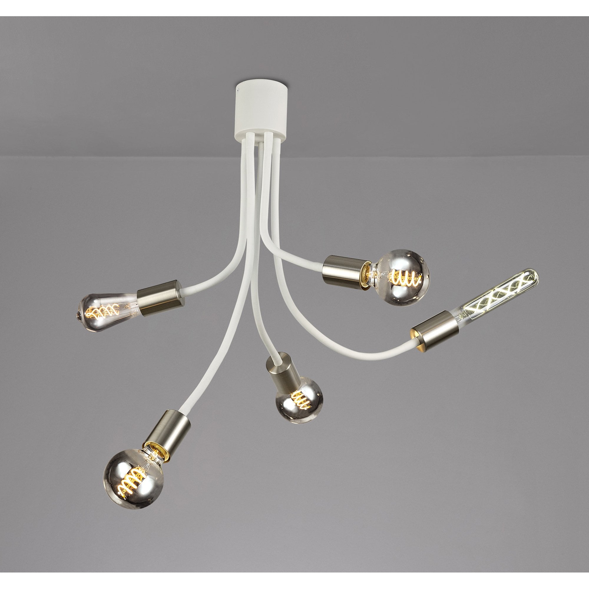 NL76539 Gino Flexible Ceiling 5 Light Satin White/Satin Nickel
