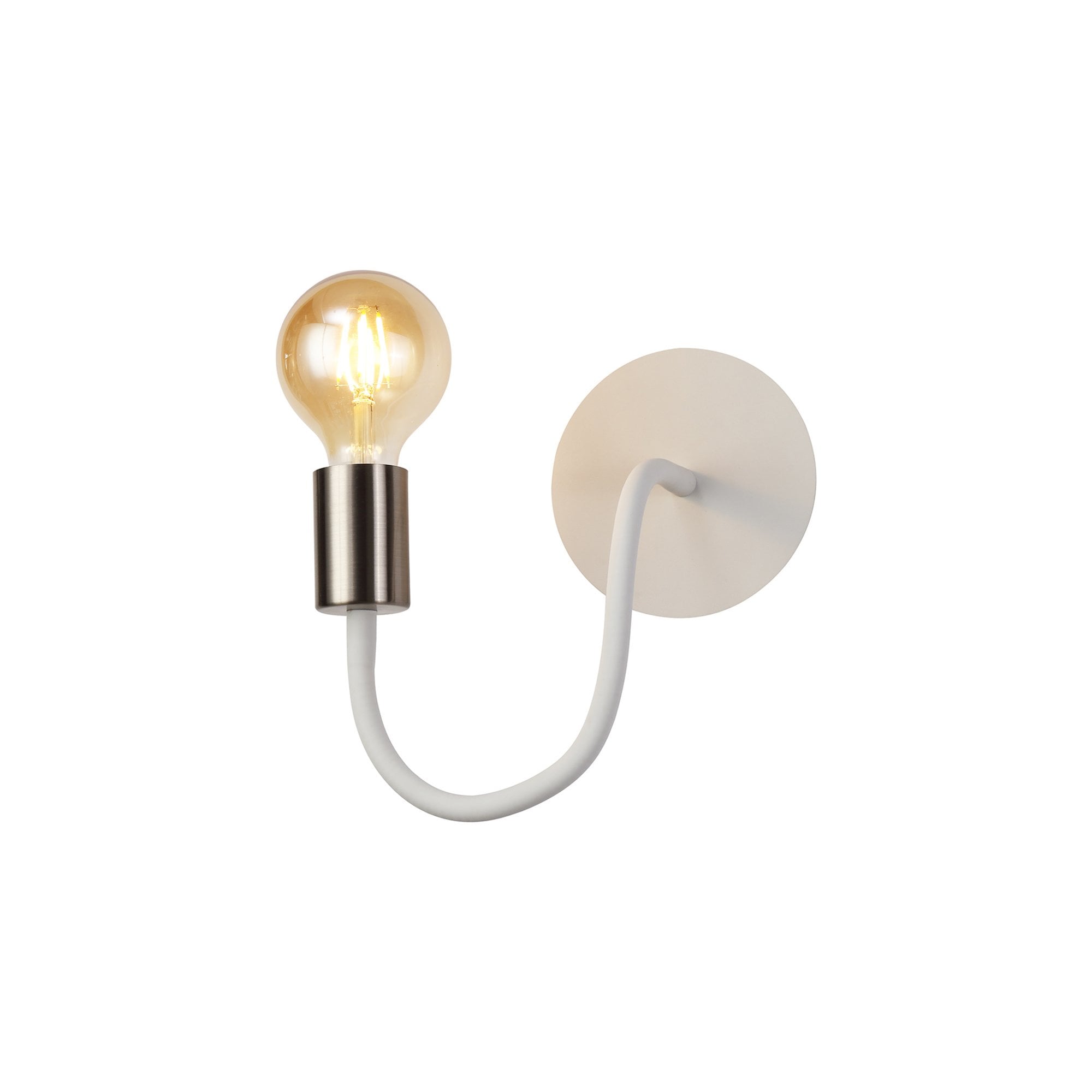 NL76549 Gino Flexible Wall Lamp 1 Light Satin White/Satin Nickel