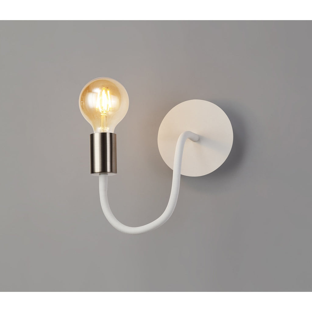 NL76549 Gino Flexible Wall Lamp 1 Light Satin White/Satin Nickel
