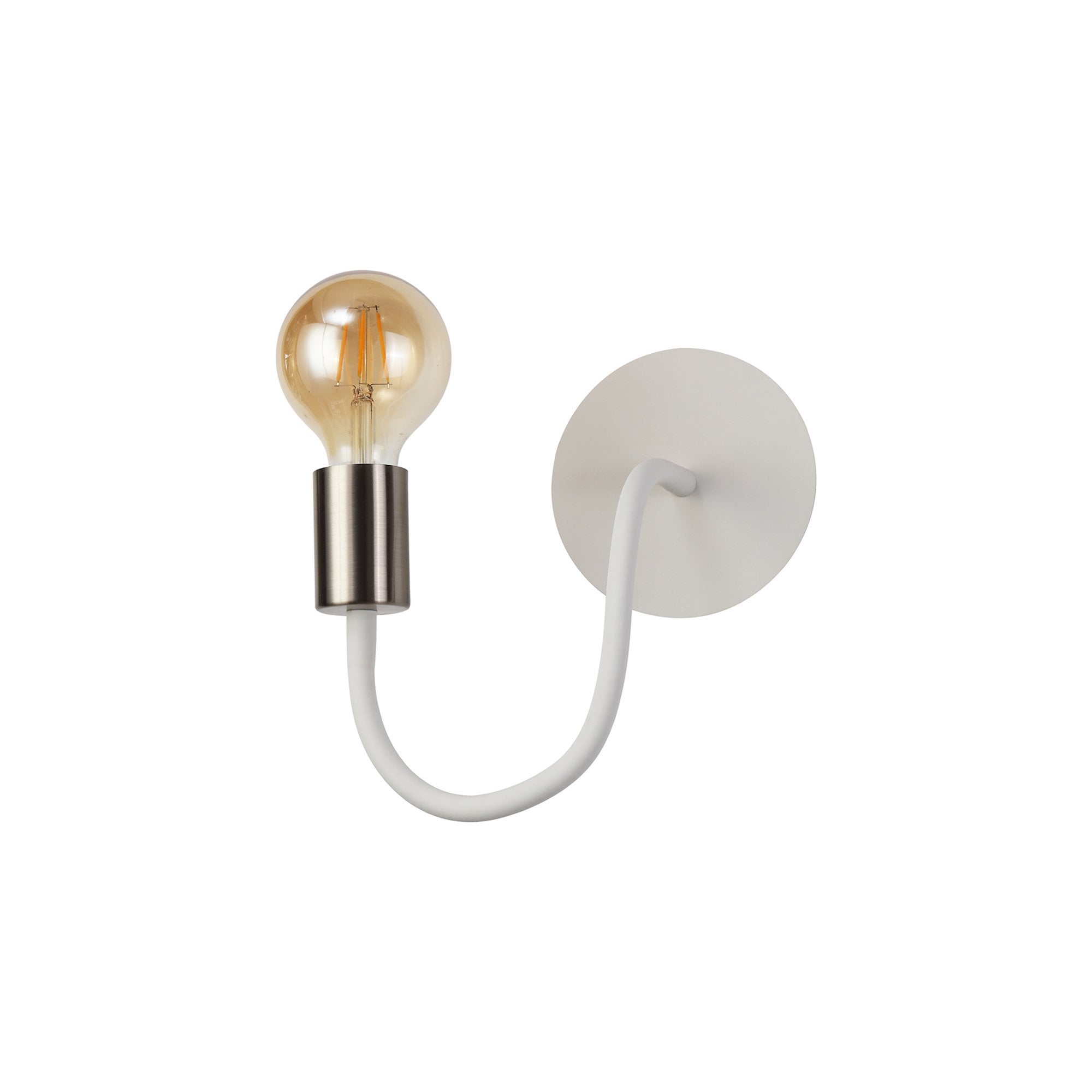 NL76549 Gino Flexible Wall Lamp 1 Light Satin White/Satin Nickel