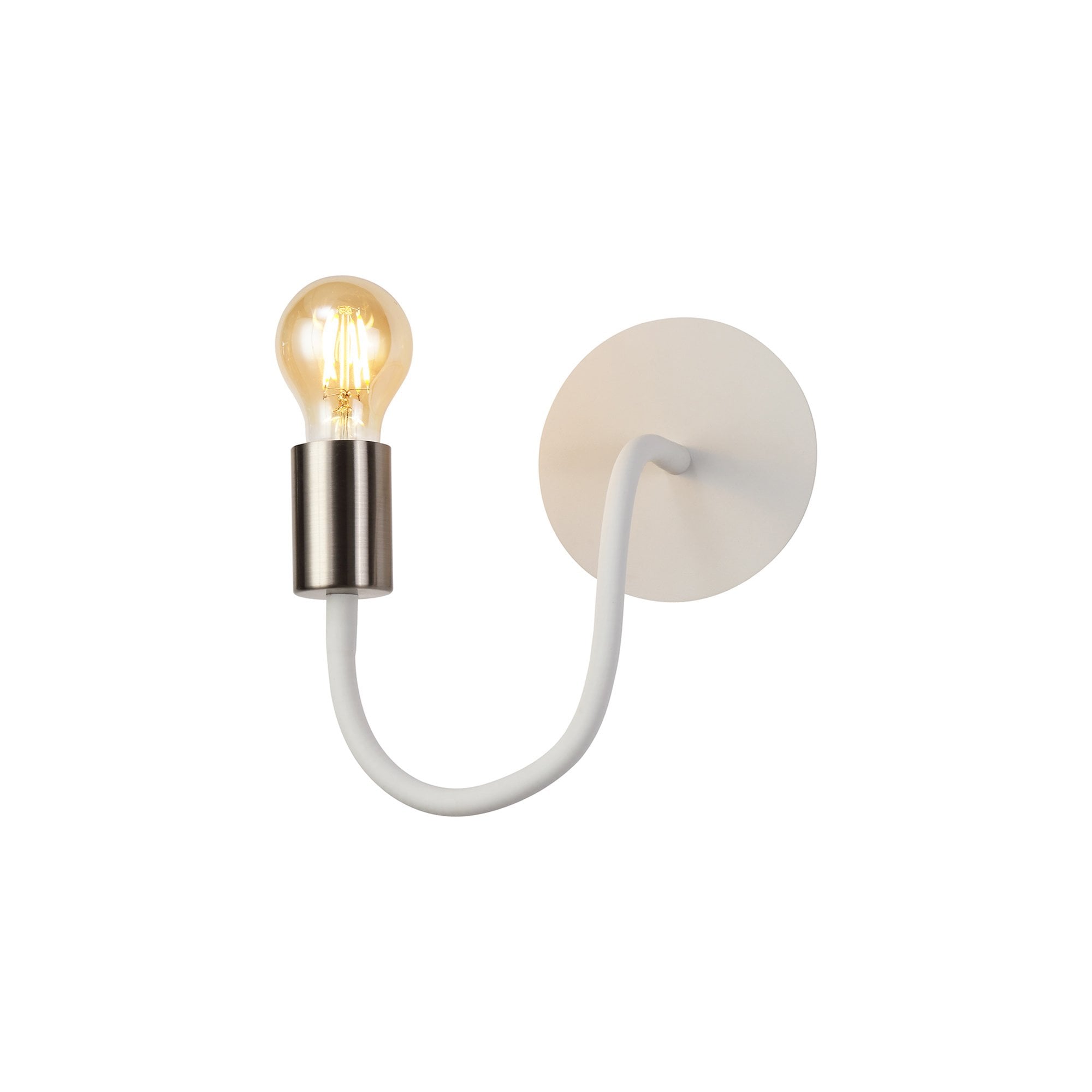NL76549 Gino Flexible Wall Lamp 1 Light Satin White/Satin Nickel