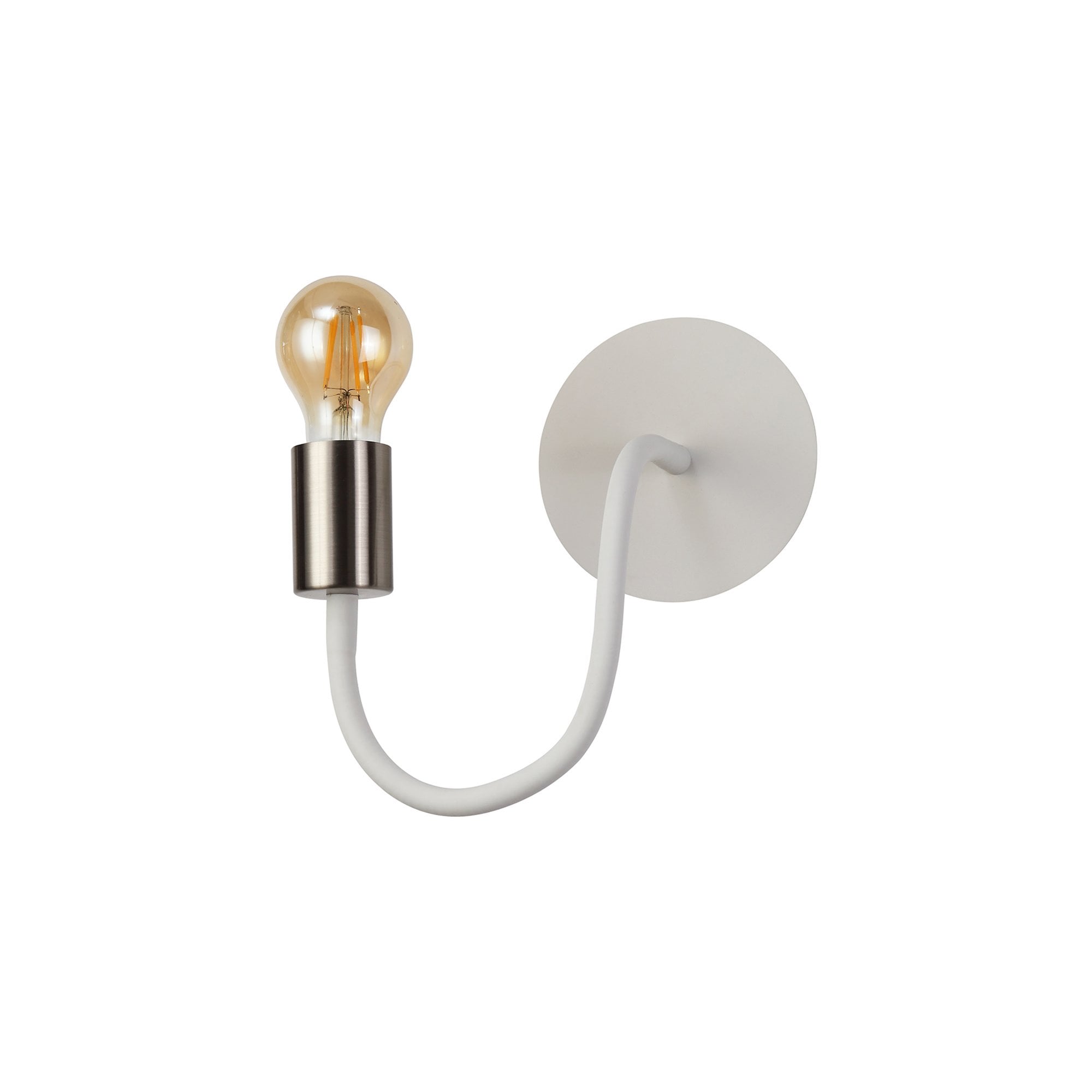 NL76549 Gino Flexible Wall Lamp 1 Light Satin White/Satin Nickel