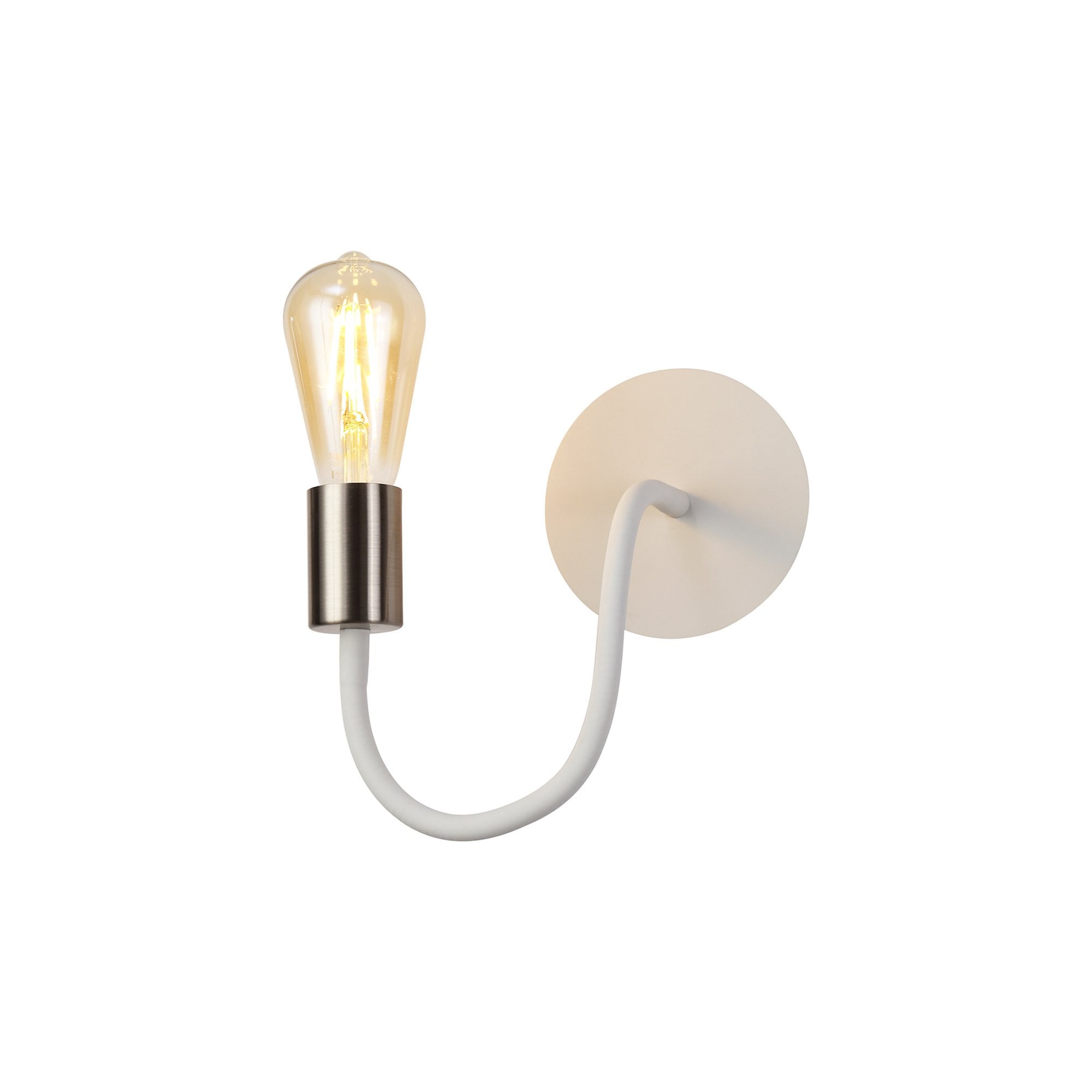 NL76549 Gino Flexible Wall Lamp 1 Light Satin White/Satin Nickel