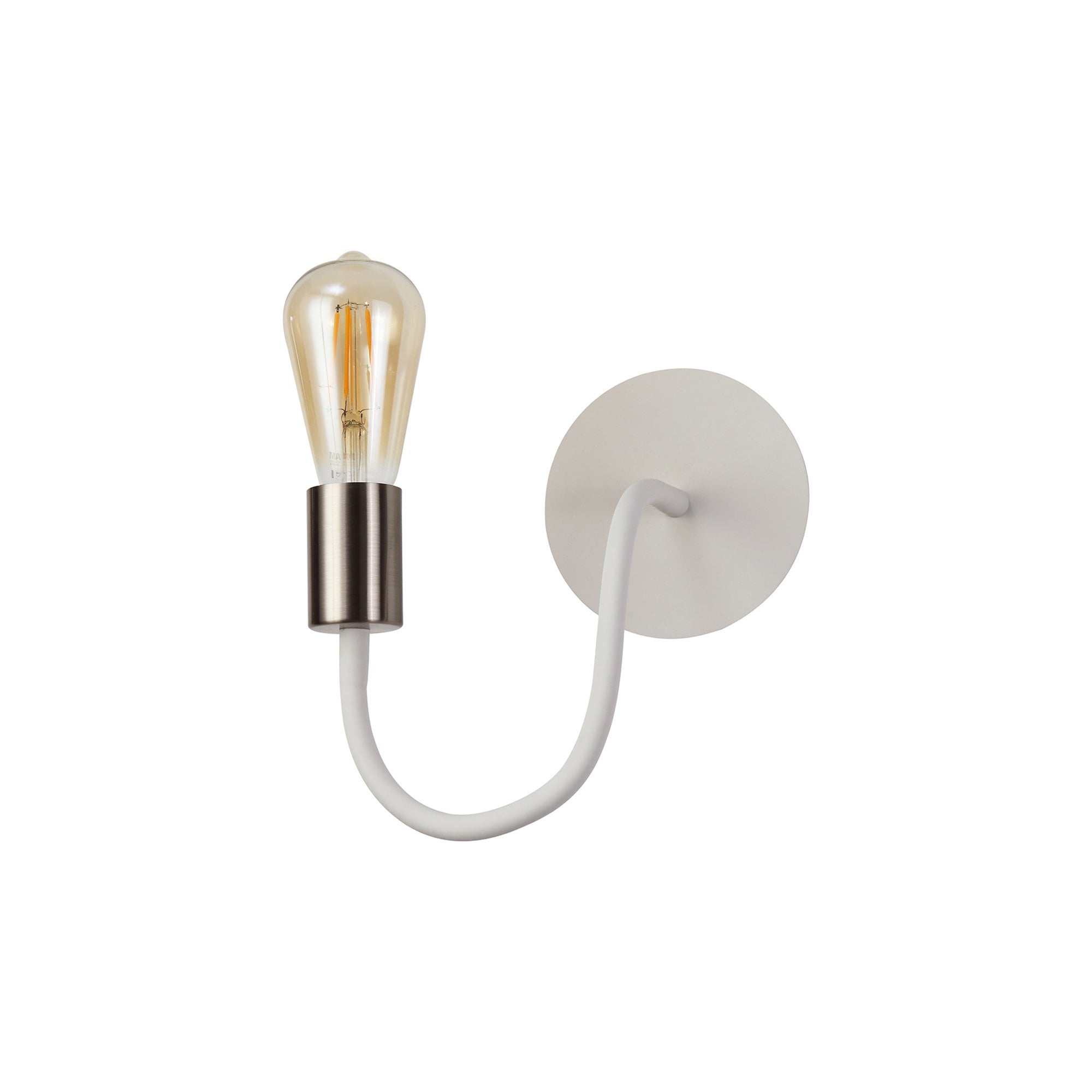 NL76549 Gino Flexible Wall Lamp 1 Light Satin White/Satin Nickel