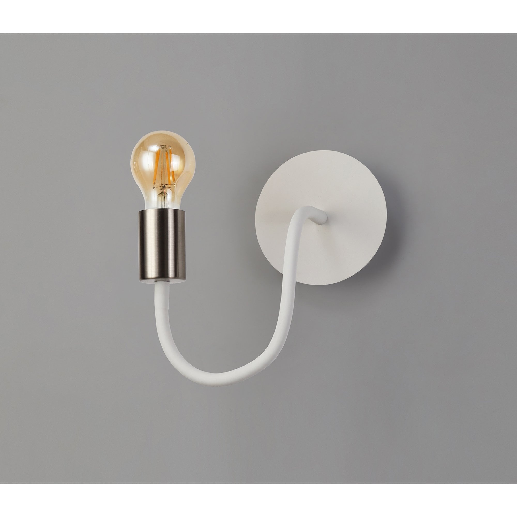 NL76549 Gino Flexible Wall Lamp 1 Light Satin White/Satin Nickel
