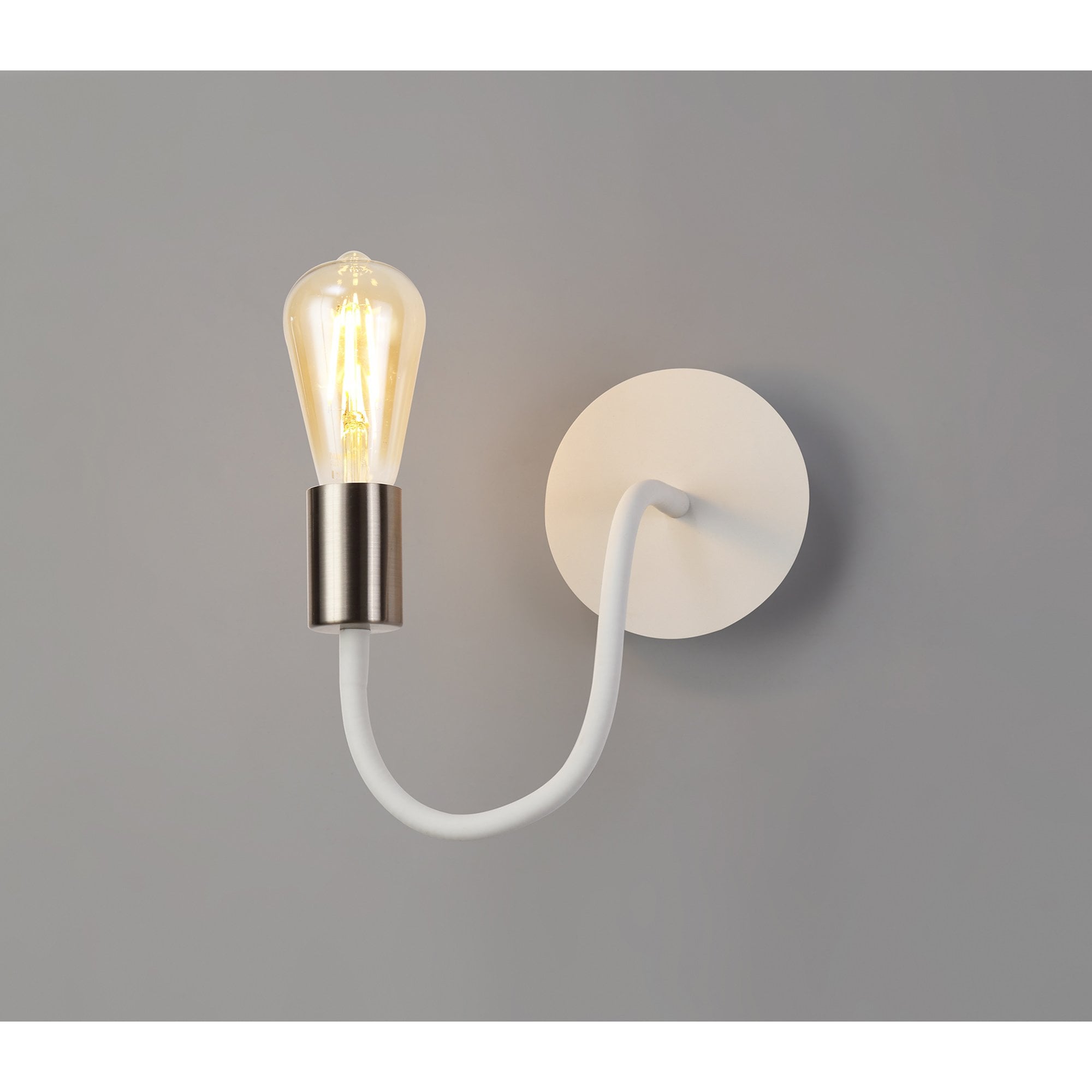 NL76549 Gino Flexible Wall Lamp 1 Light Satin White/Satin Nickel