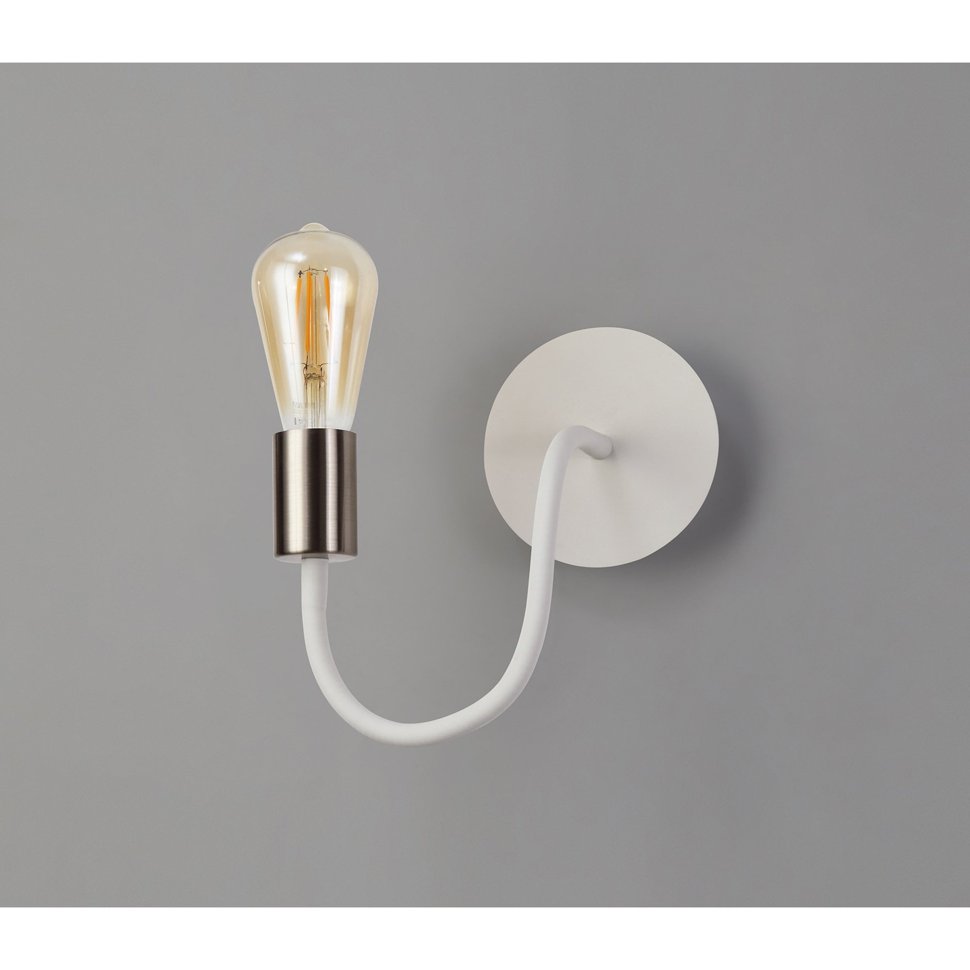 NL76549 Gino Flexible Wall Lamp 1 Light Satin White/Satin Nickel