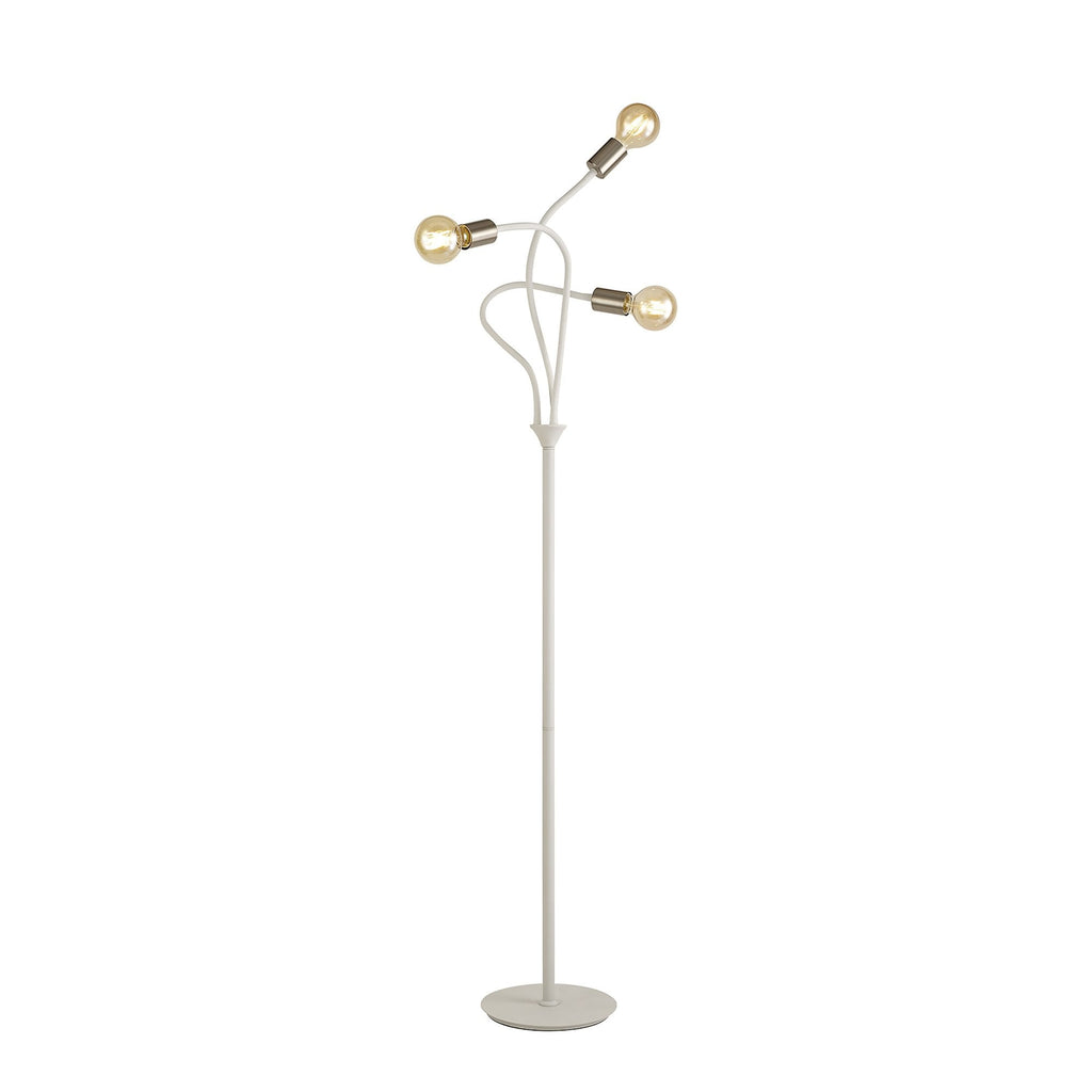 NL76569 Gino Flexible Floor Lamp 3 Light Satin White/Satin Nickel