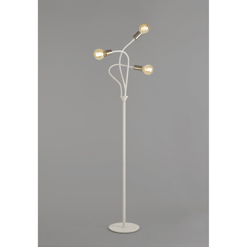 NL76569 Gino Flexible Floor Lamp 3 Light Satin White/Satin Nickel
