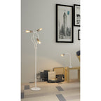 NL76569 Gino Flexible Floor Lamp 3 Light Satin White/Satin Nickel