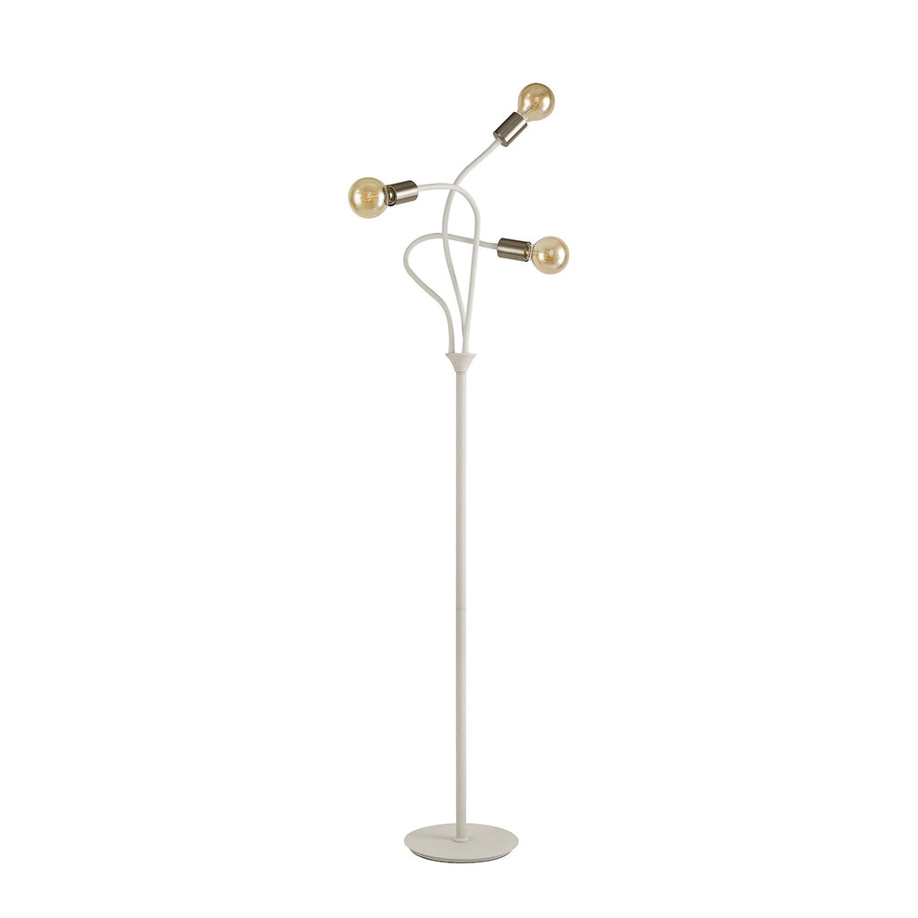 NL76569 Gino Flexible Floor Lamp 3 Light Satin White/Satin Nickel