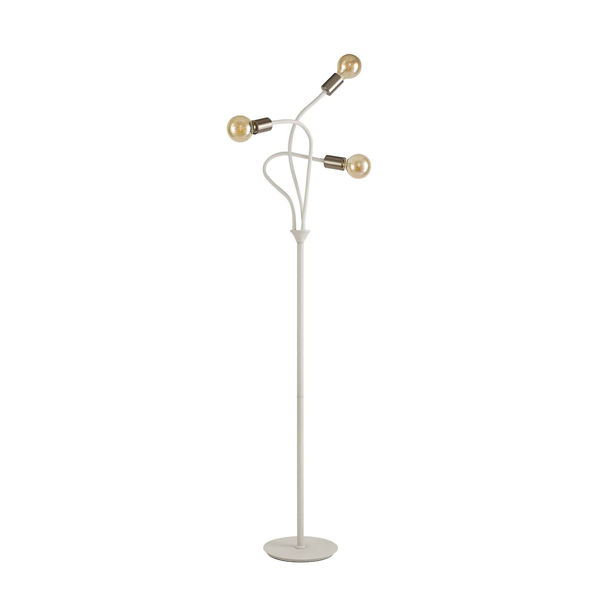 NL76569 Gino Flexible Floor Lamp 3 Light Satin White/Satin Nickel