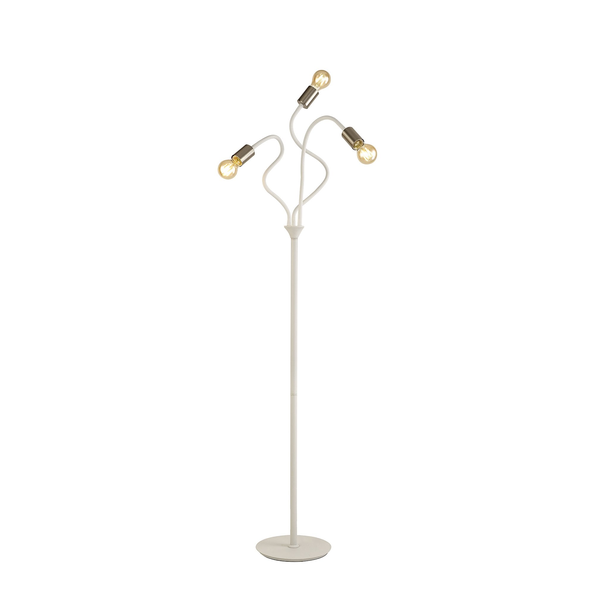 NL76569 Gino Flexible Floor Lamp 3 Light Satin White/Satin Nickel