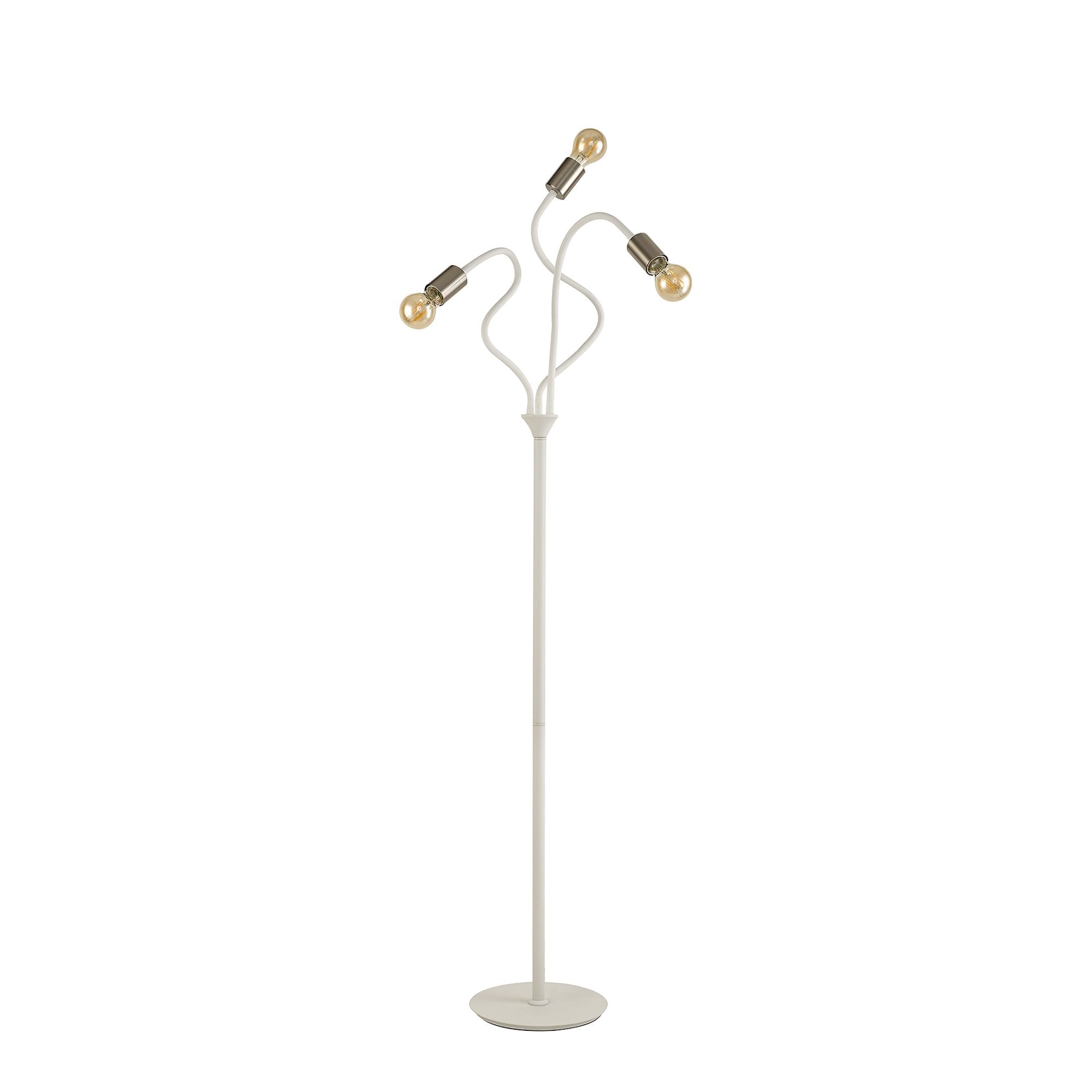 NL76569 Gino Flexible Floor Lamp 3 Light Satin White/Satin Nickel