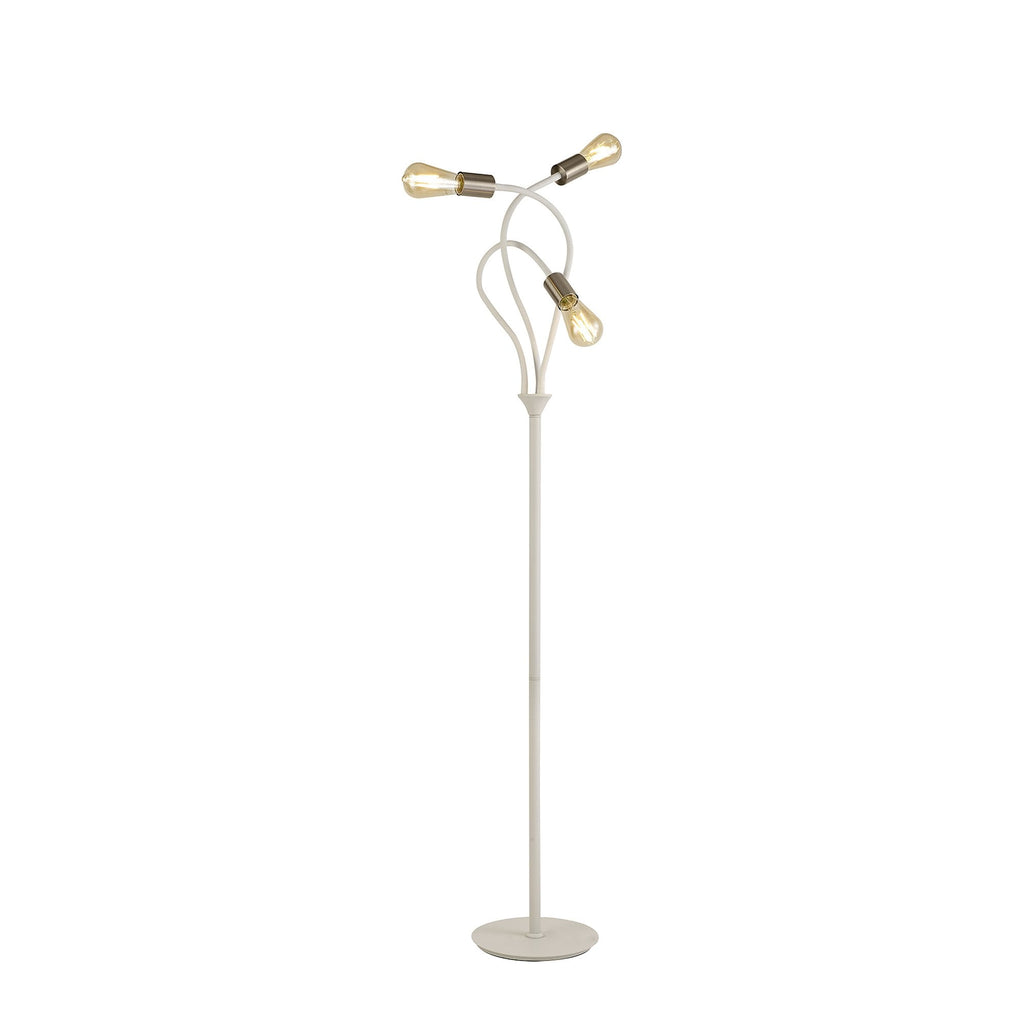 NL76569 Gino Flexible Floor Lamp 3 Light Satin White/Satin Nickel
