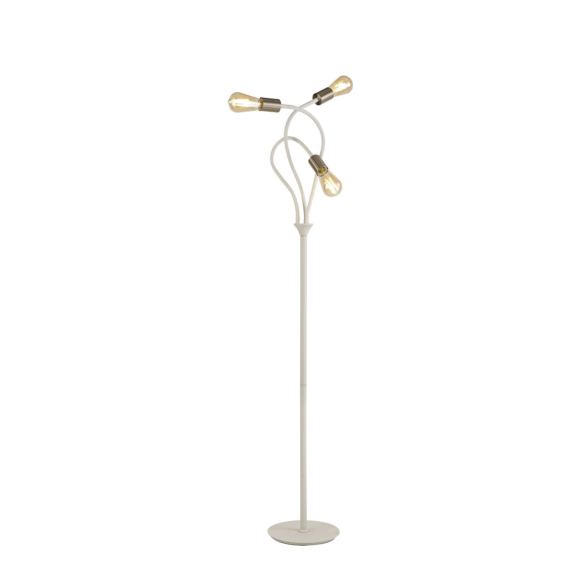 NL76569 Gino Flexible Floor Lamp 3 Light Satin White/Satin Nickel