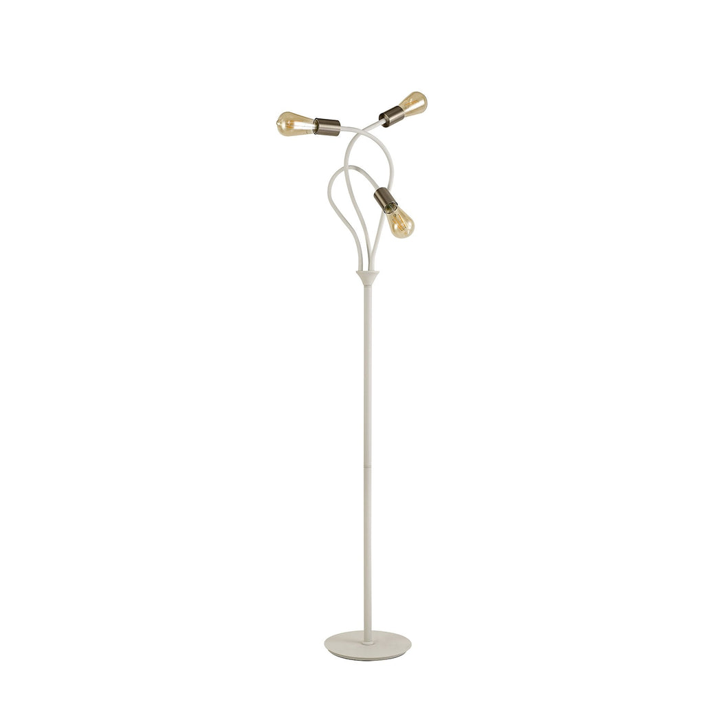 NL76569 Gino Flexible Floor Lamp 3 Light Satin White/Satin Nickel