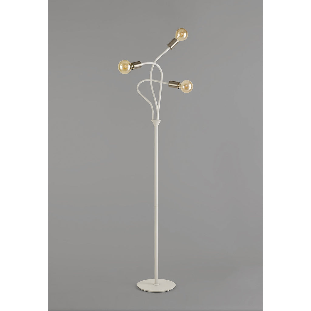 NL76569 Gino Flexible Floor Lamp 3 Light Satin White/Satin Nickel