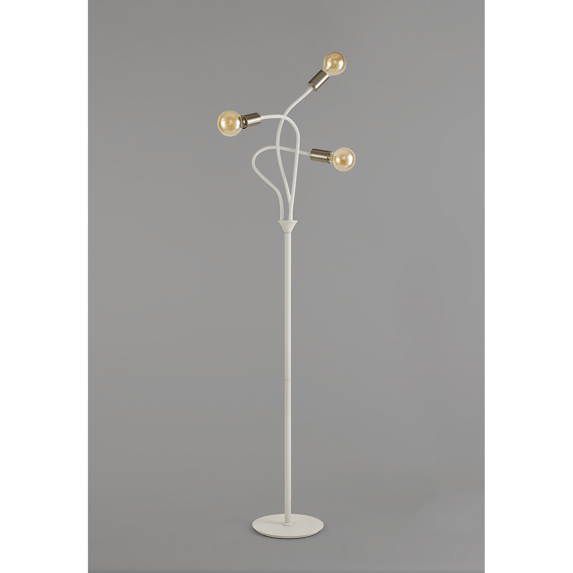 NL76569 Gino Flexible Floor Lamp 3 Light Satin White/Satin Nickel