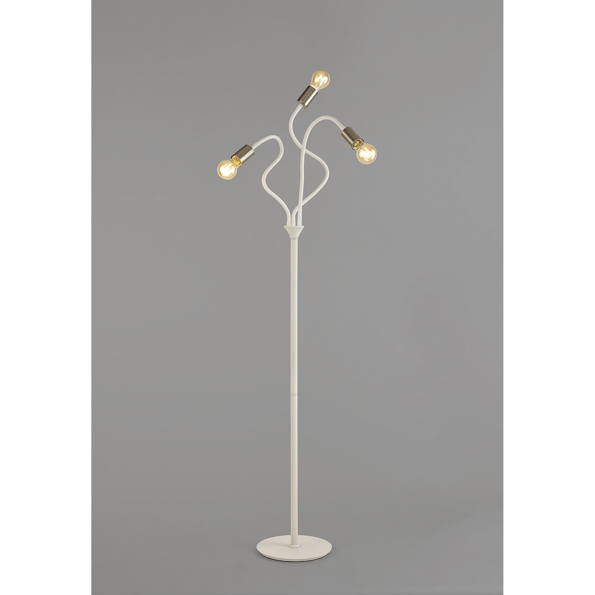 NL76569 Gino Flexible Floor Lamp 3 Light Satin White/Satin Nickel