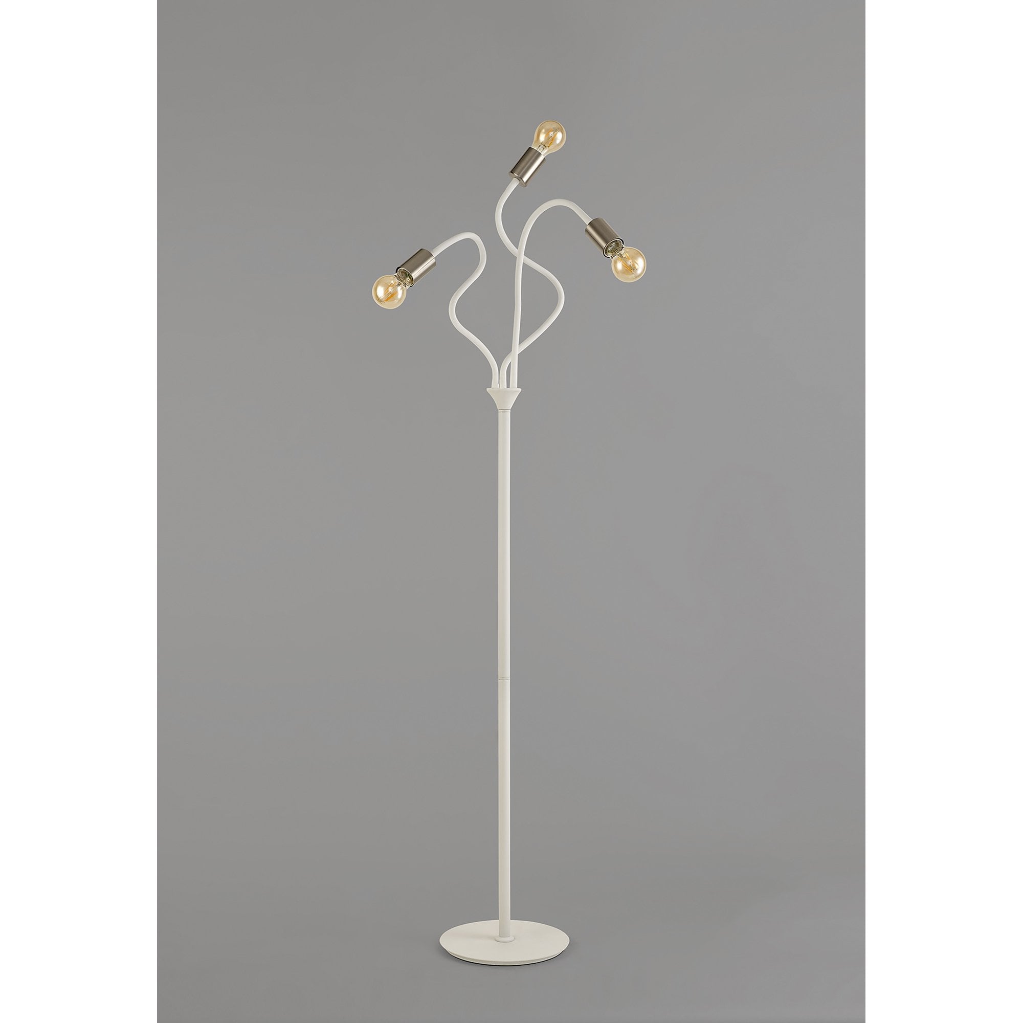 NL76569 Gino Flexible Floor Lamp 3 Light Satin White/Satin Nickel