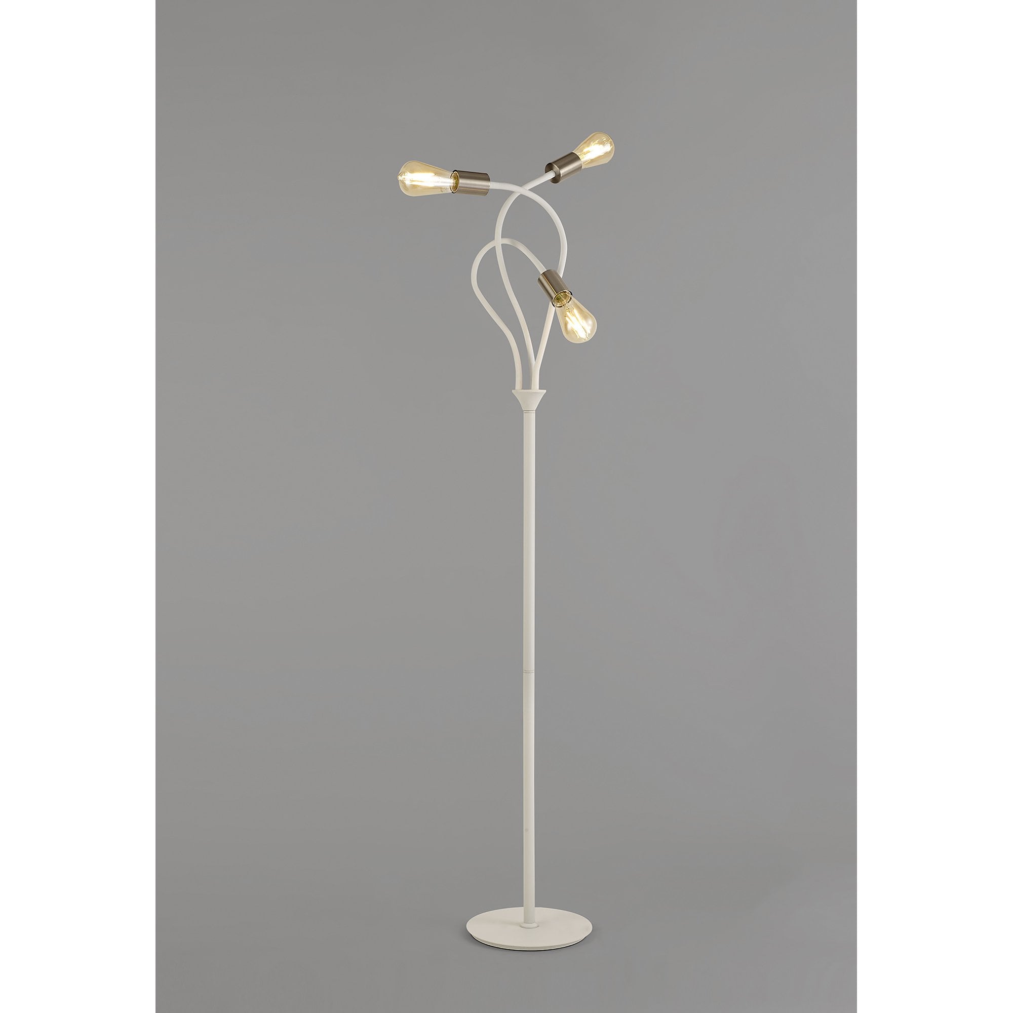 NL76569 Gino Flexible Floor Lamp 3 Light Satin White/Satin Nickel