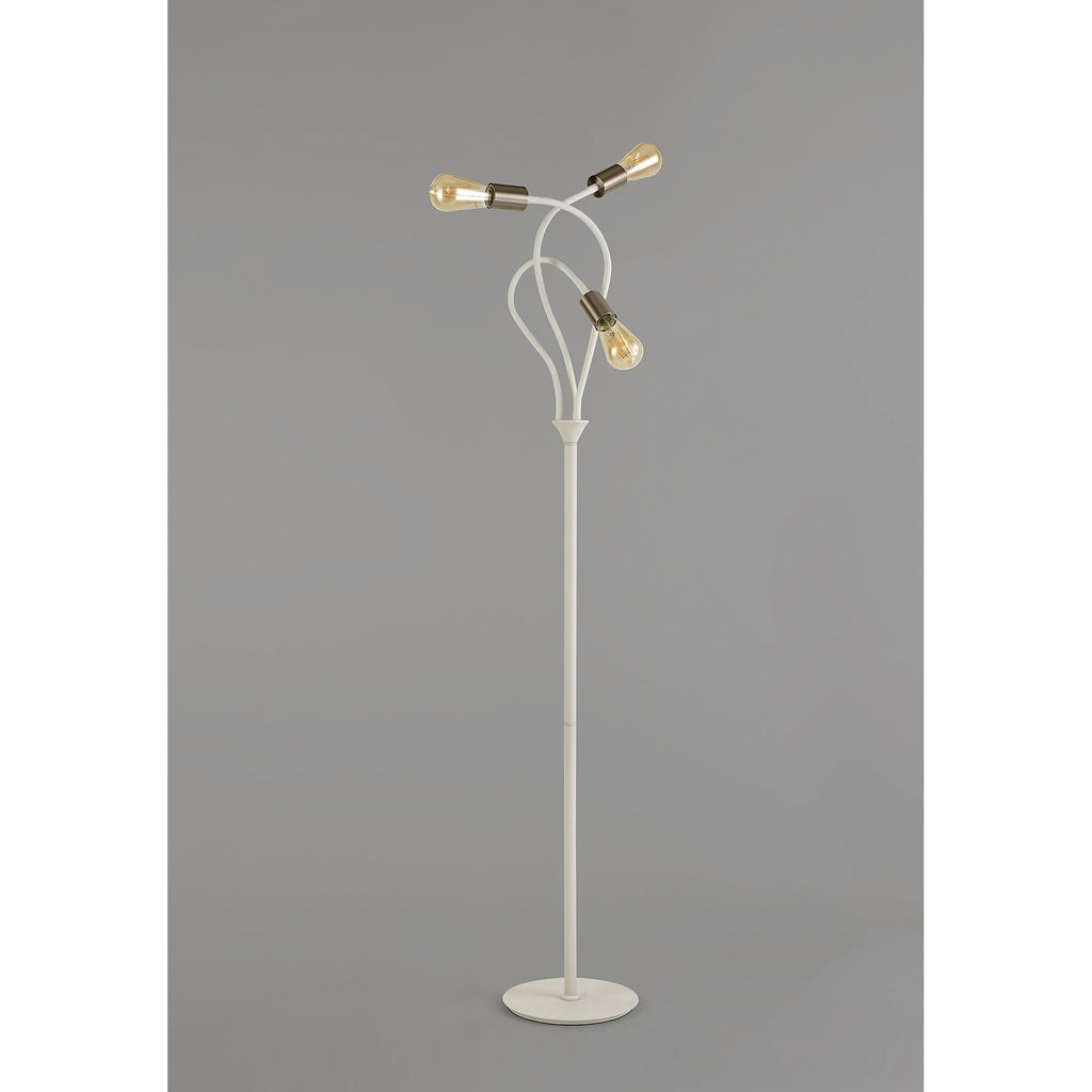 NL76569 Gino Flexible Floor Lamp 3 Light Satin White/Satin Nickel