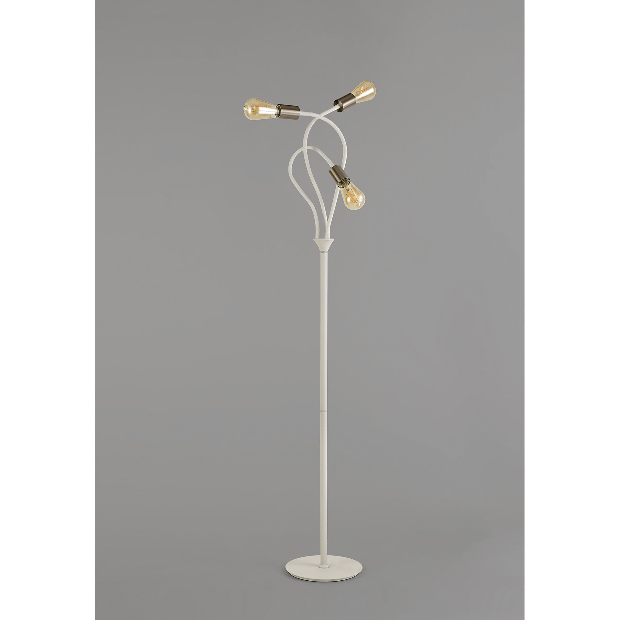 NL76569 Gino Flexible Floor Lamp 3 Light Satin White/Satin Nickel