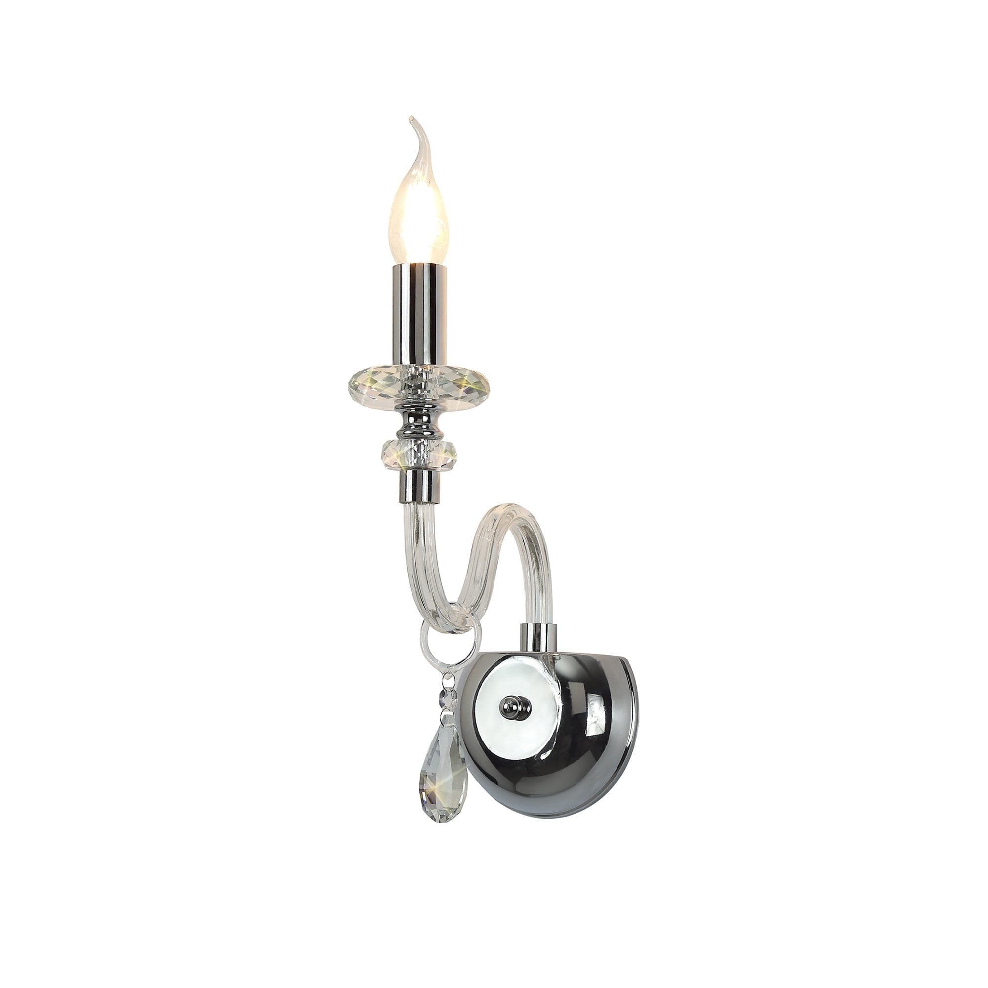 NL74179 Glastonbury Wall Lamp 1 Light Polished Chrome/Clear Glass/Crystal
