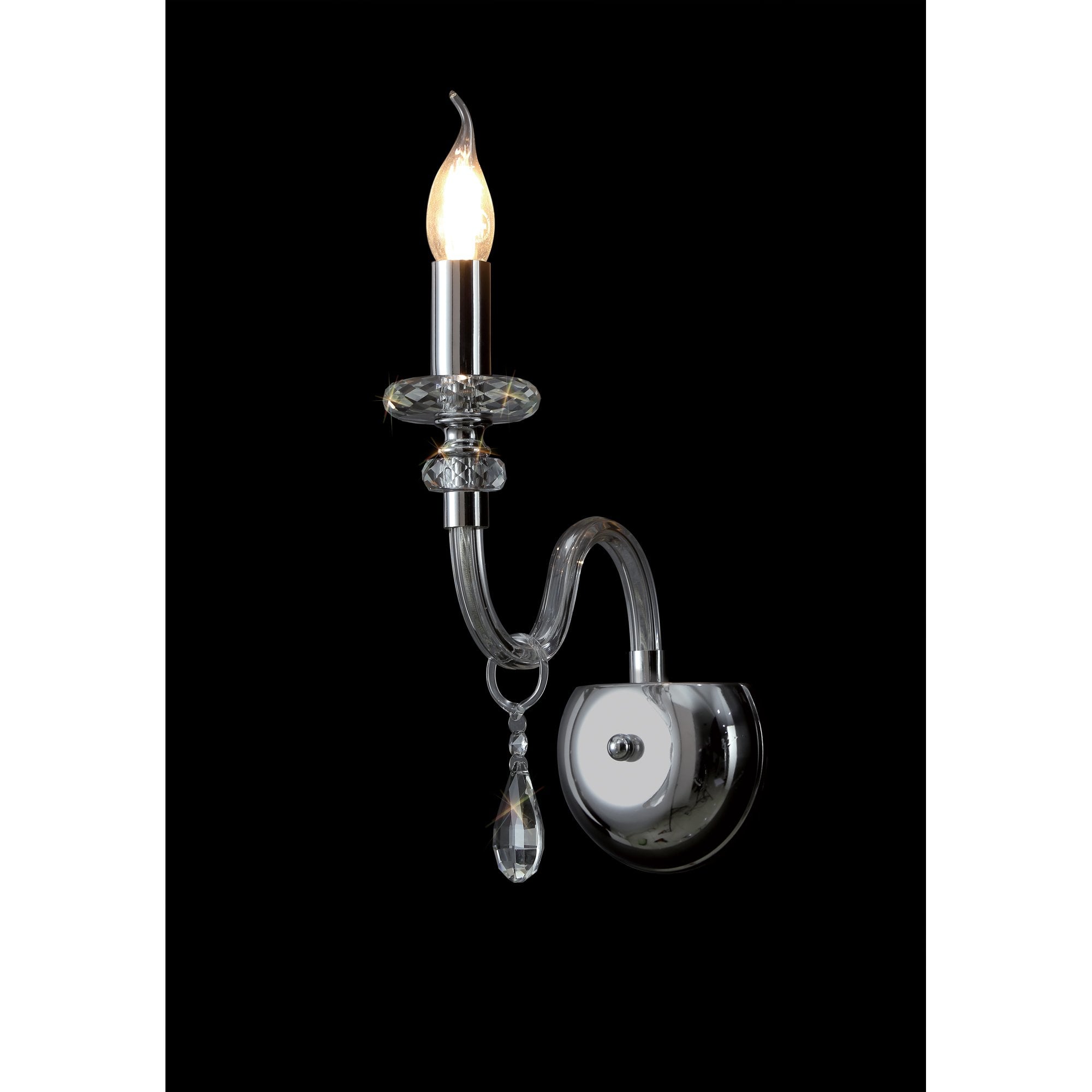 NL74179 Glastonbury Wall Lamp 1 Light Polished Chrome/Clear Glass/Crystal