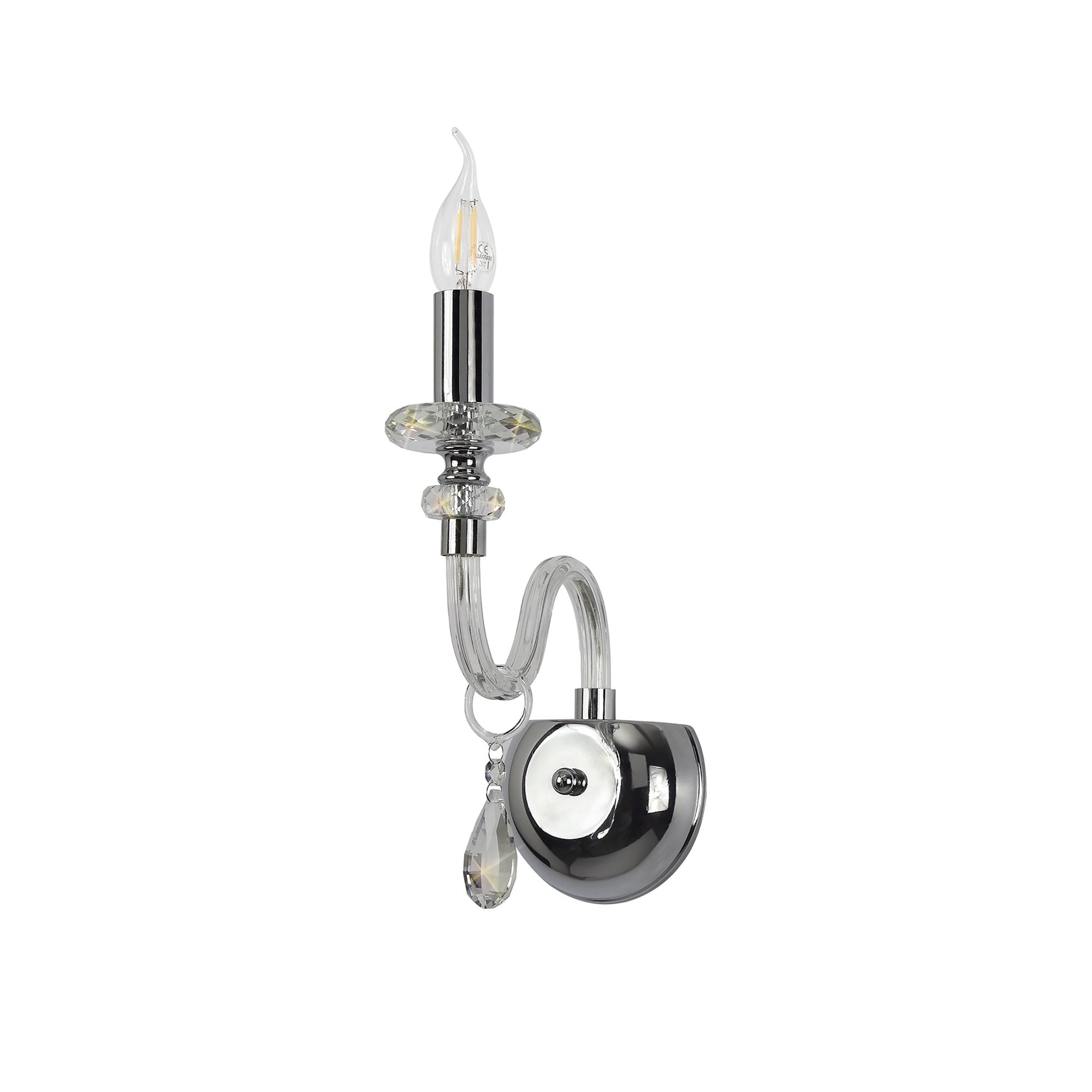 NL74179 Glastonbury Wall Lamp 1 Light Polished Chrome/Clear Glass/Crystal