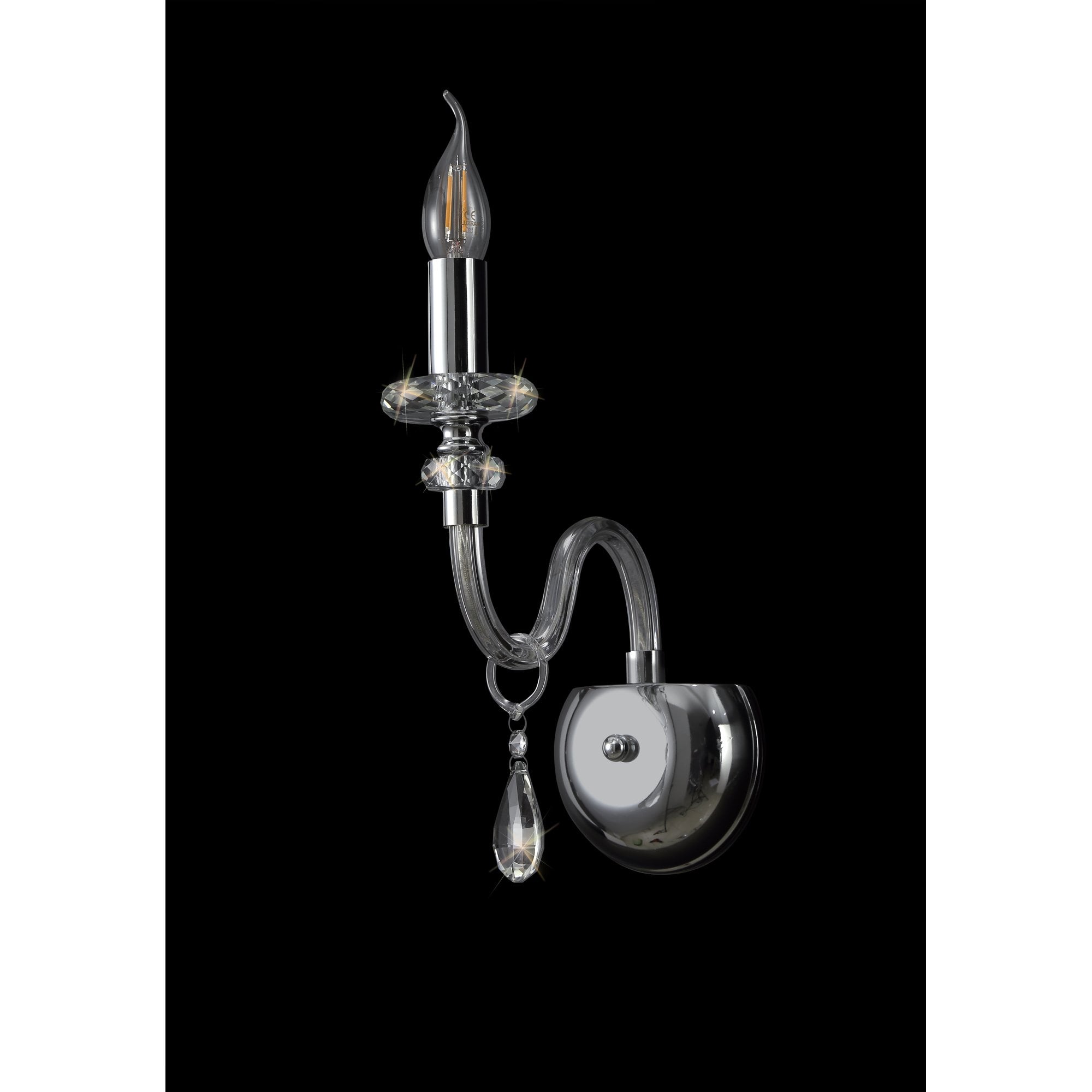 NL74179 Glastonbury Wall Lamp 1 Light Polished Chrome/Clear Glass/Crystal