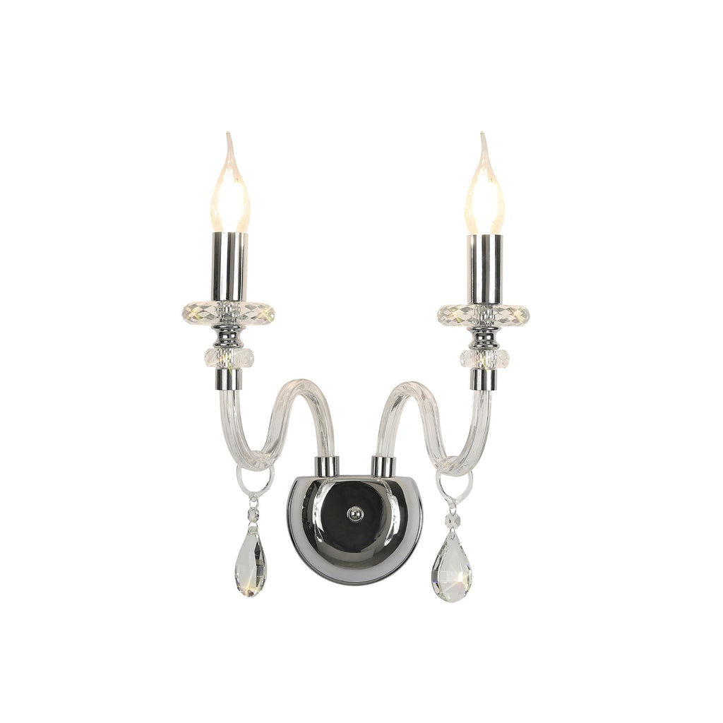 NL74189 Glastonbury Wall Lamp 2 Light Polished Chrome/Clear Glass/Crystal