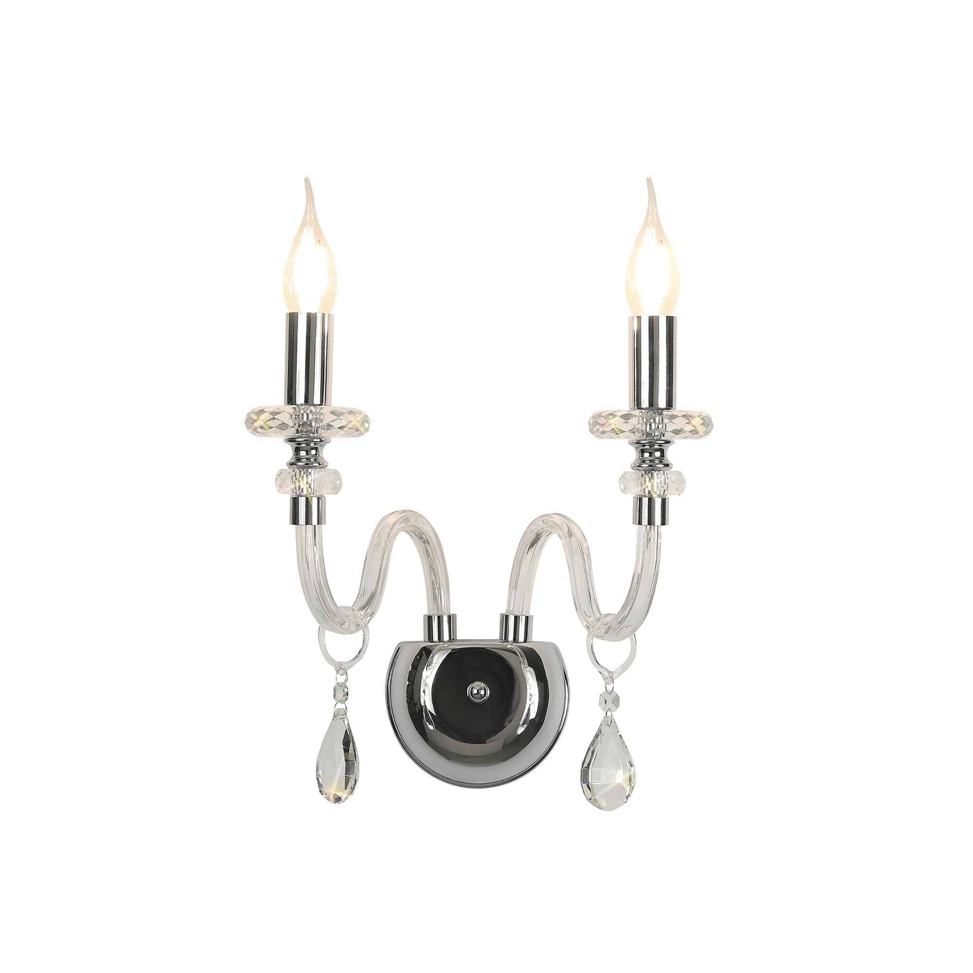 NL74189 Glastonbury Wall Lamp 2 Light Polished Chrome/Clear Glass/Crystal