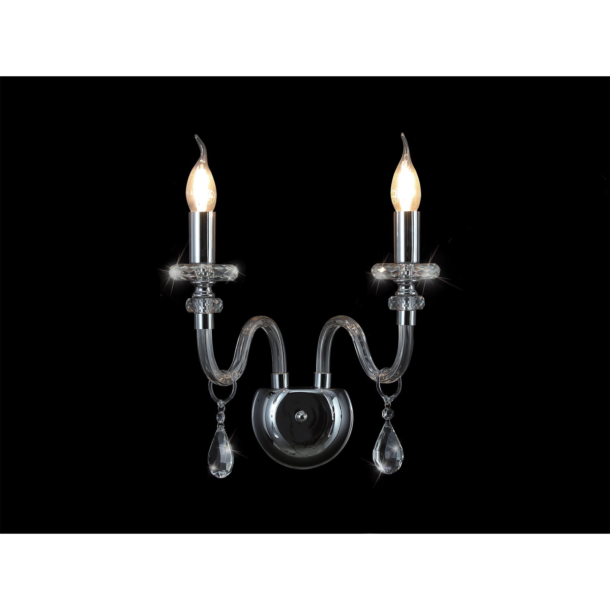 NL74189 Glastonbury Wall Lamp 2 Light Polished Chrome/Clear Glass/Crystal