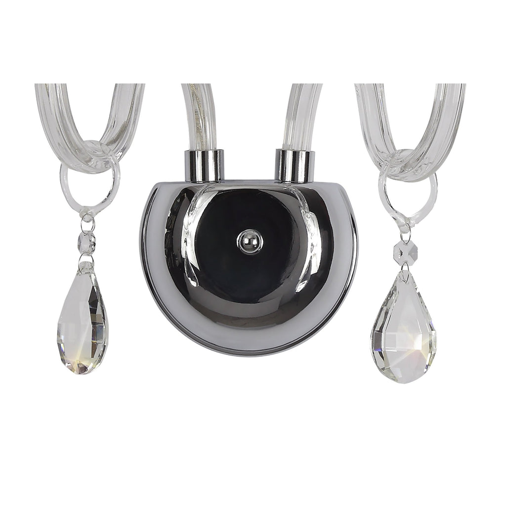 NL74189 Glastonbury Wall Lamp 2 Light Polished Chrome/Clear Glass/Crystal