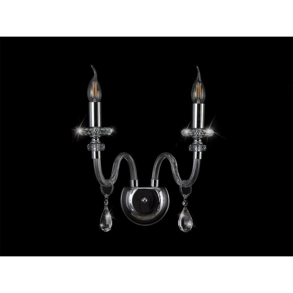 NL74189 Glastonbury Wall Lamp 2 Light Polished Chrome/Clear Glass/Crystal