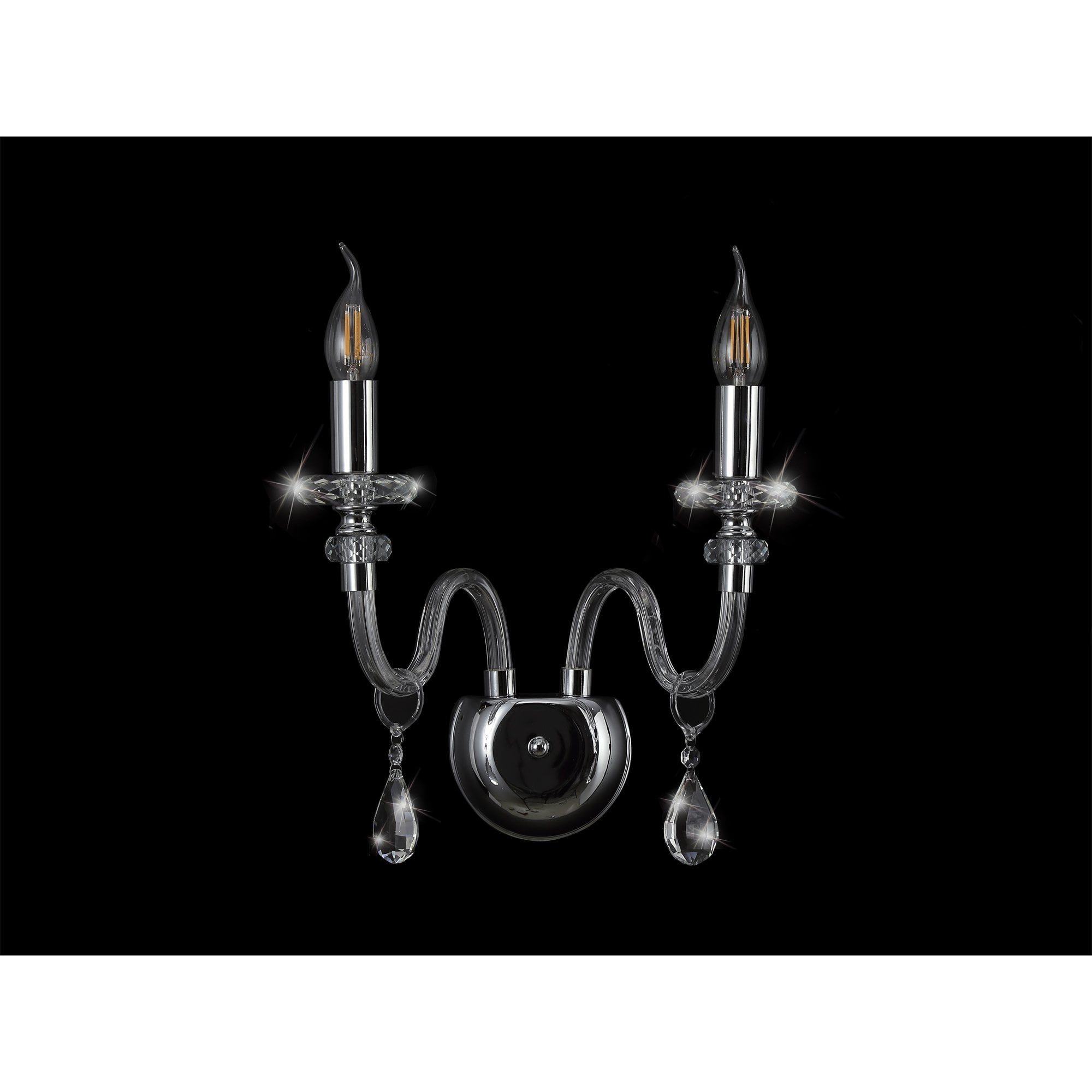 NL74189 Glastonbury Wall Lamp 2 Light Polished Chrome/Clear Glass/Crystal