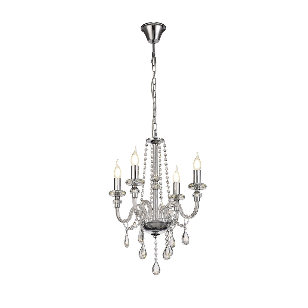 NL74199 Glastonbury Chandelier Pendant 4 Light Polished Chrome/Clear Glass/Crystal