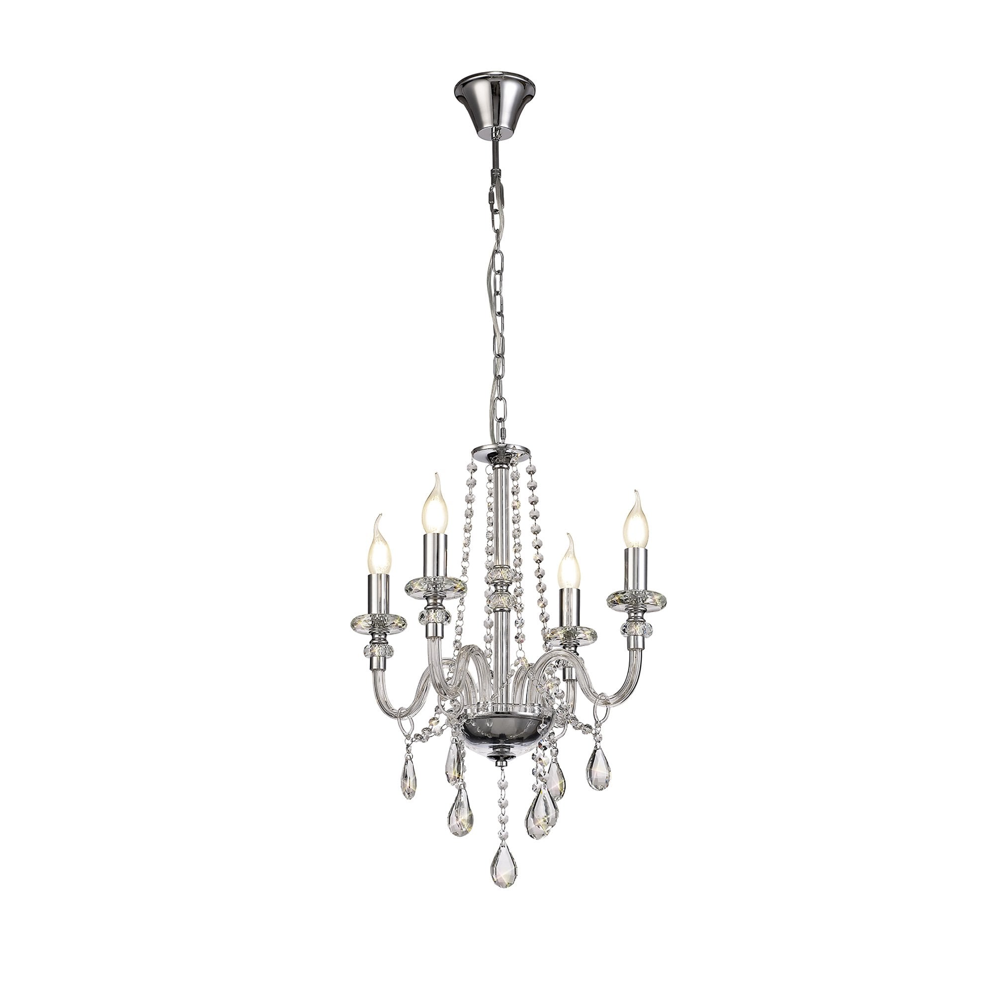NL74199 Glastonbury Chandelier Pendant 4 Light Polished Chrome/Clear Glass/Crystal
