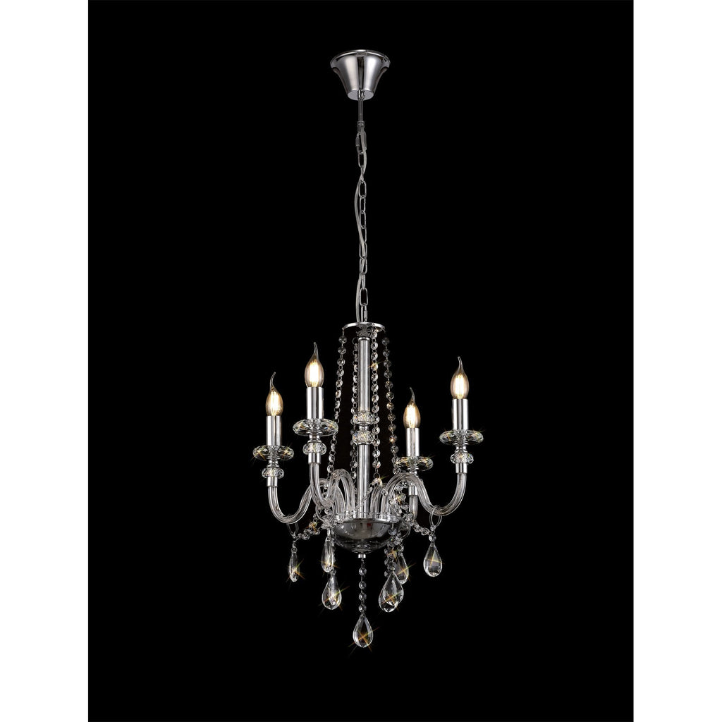 NL74199 Glastonbury Chandelier Pendant 4 Light Polished Chrome/Clear Glass/Crystal