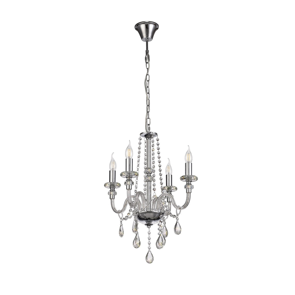 NL74199 Glastonbury Chandelier Pendant 4 Light Polished Chrome/Clear Glass/Crystal