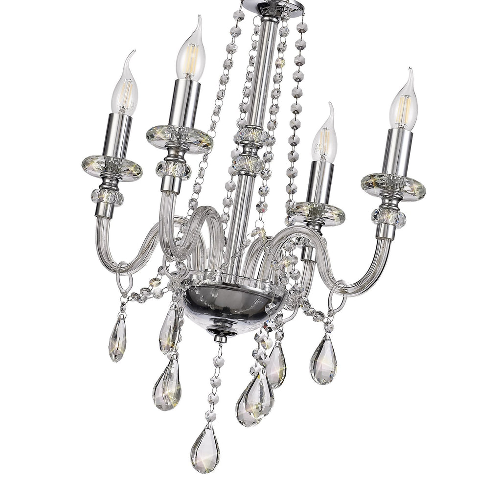 NL74199 Glastonbury Chandelier Pendant 4 Light Polished Chrome/Clear Glass/Crystal