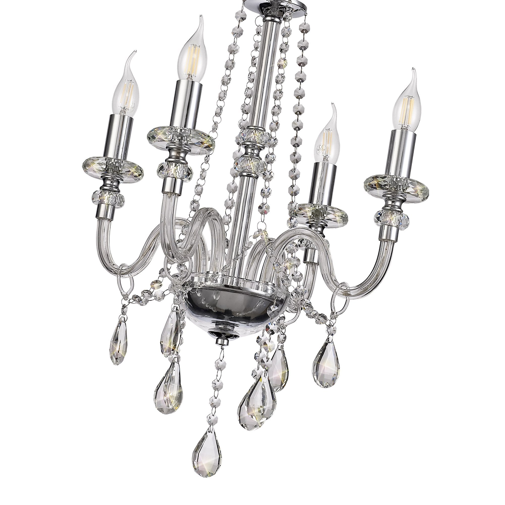 NL74199 Glastonbury Chandelier Pendant 4 Light Polished Chrome/Clear Glass/Crystal