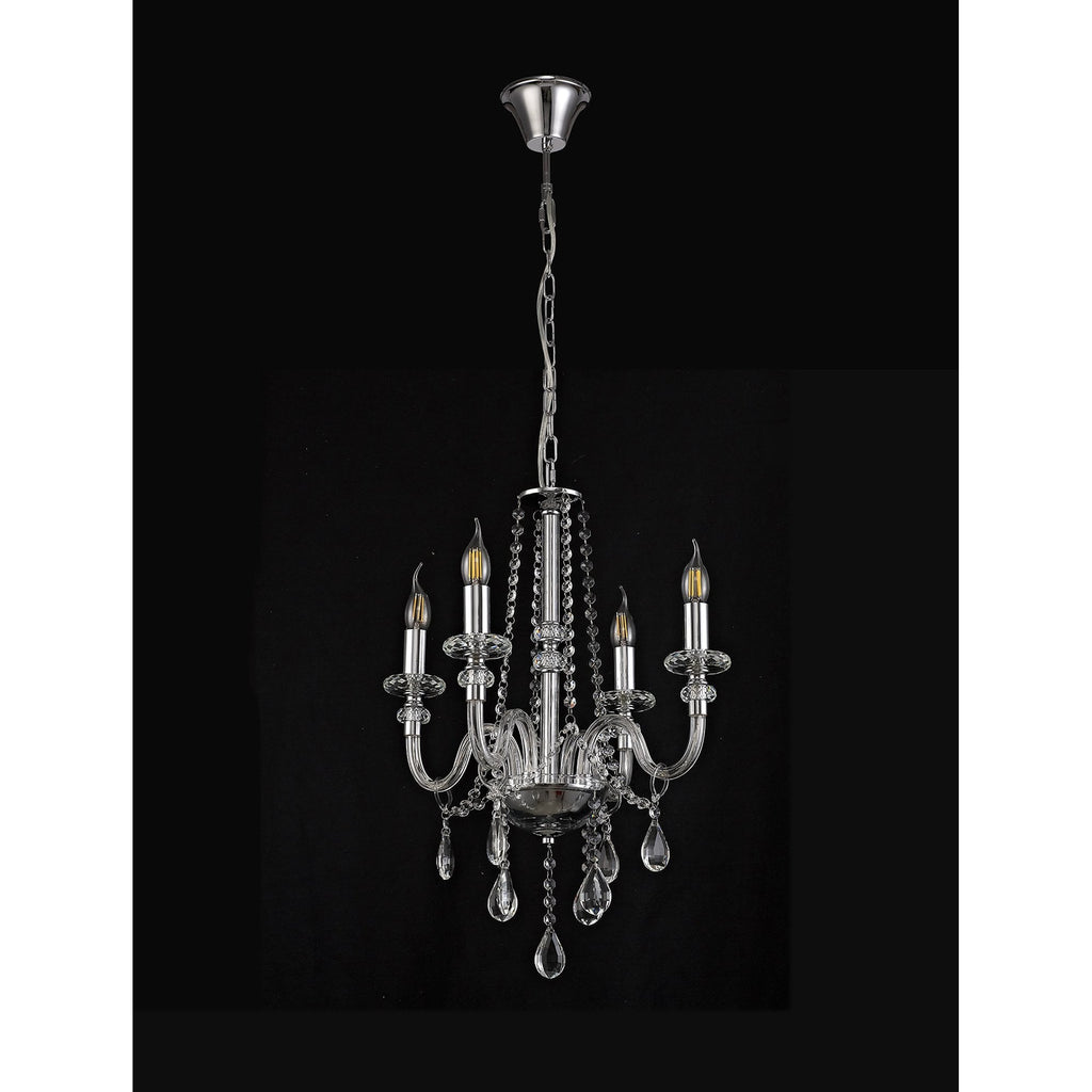 NL74199 Glastonbury Chandelier Pendant 4 Light Polished Chrome/Clear Glass/Crystal
