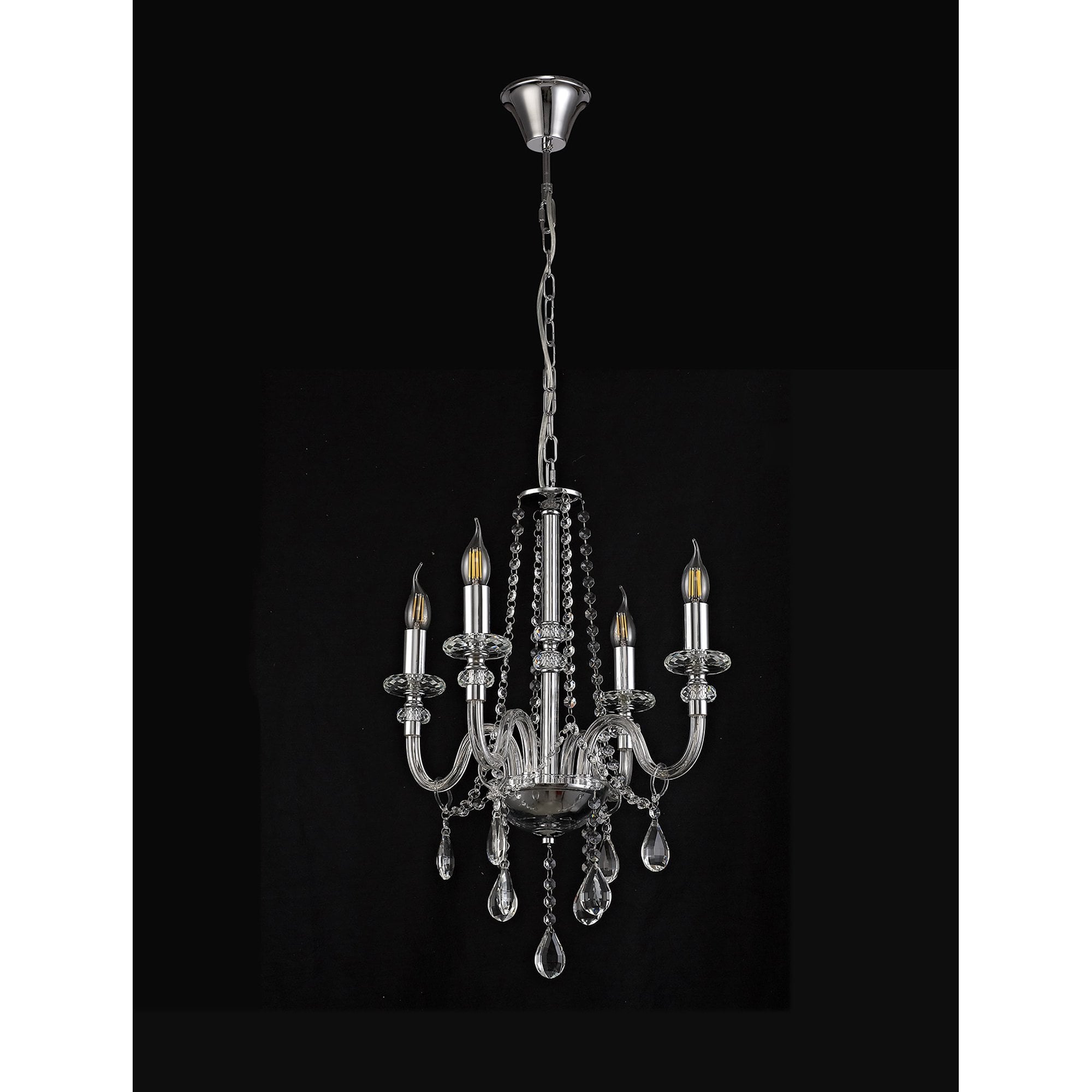 NL74199 Glastonbury Chandelier Pendant 4 Light Polished Chrome/Clear Glass/Crystal