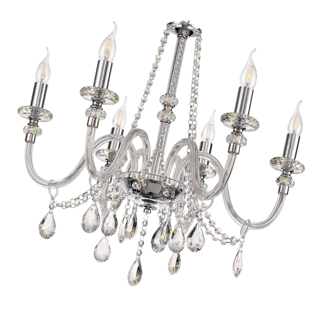 NL74209 Glastonbury Chandelier Pendant 6 Light Polished Chrome/Clear Glass/Crystal